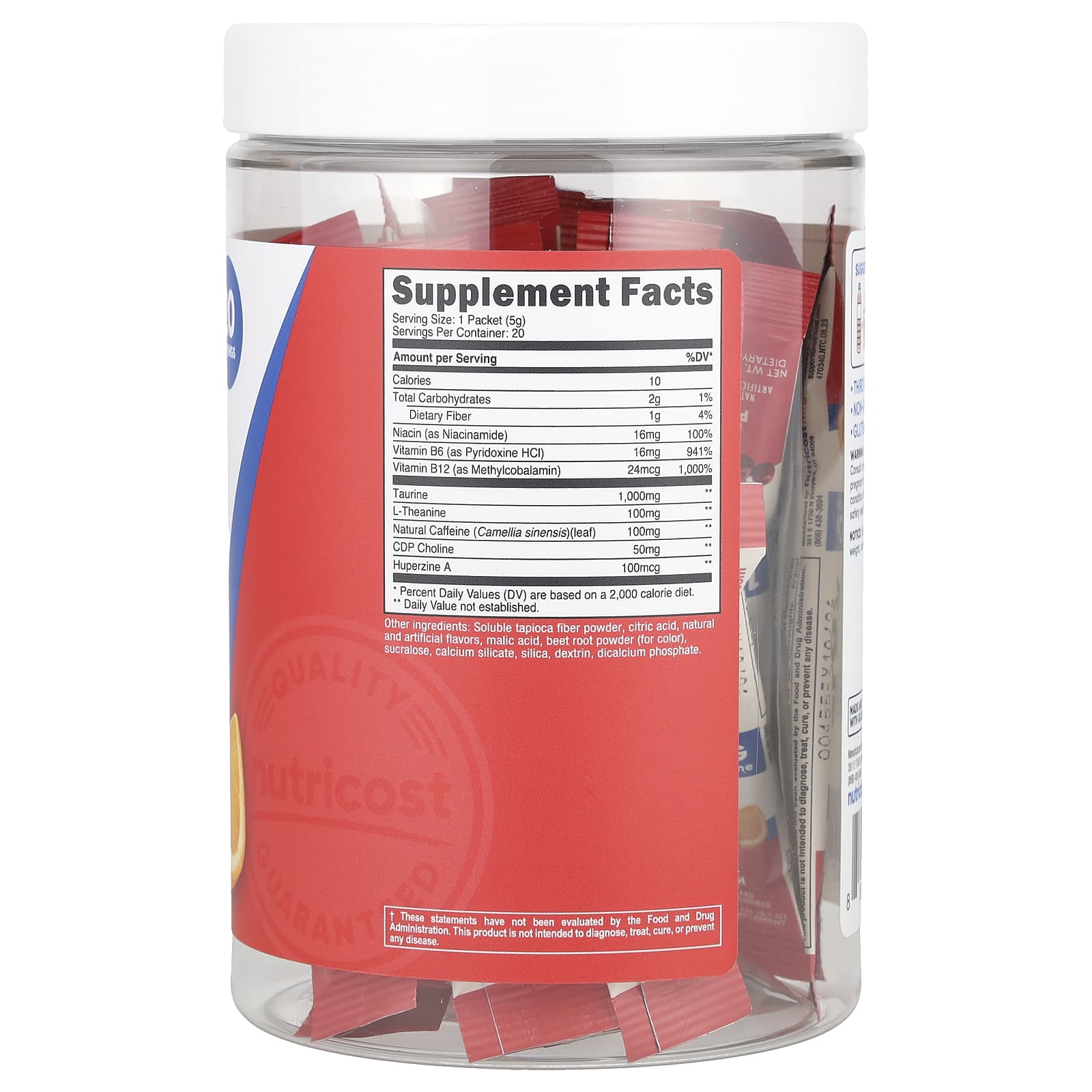Nutricost, Energy, Clean Energy Powder, Fruit Punch, 20 Stick Packs, 0.18 oz (5 g) Each