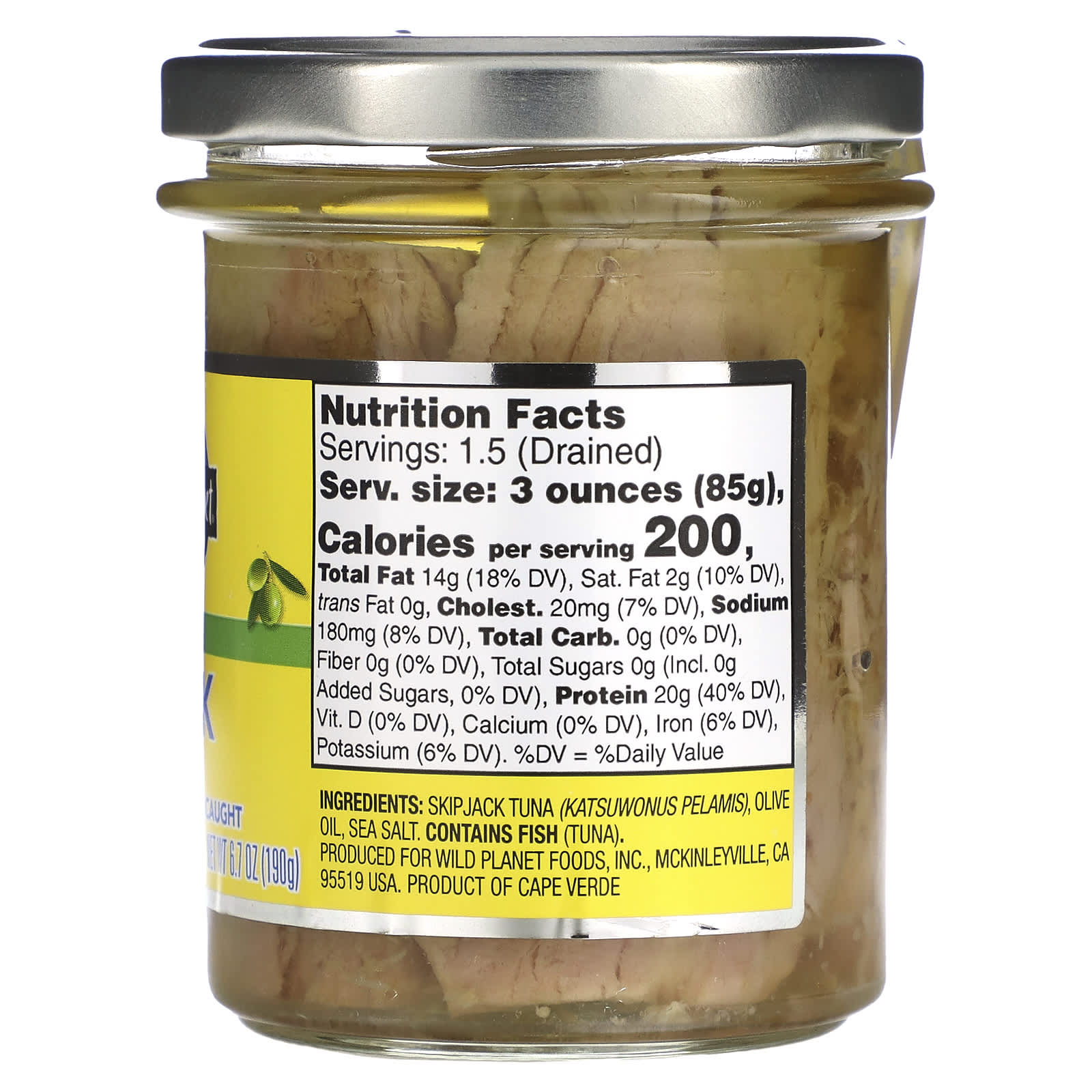 Wild Planet, Skipjack Wild Tuna in Pure Olive Oil, 6.7 oz (190 g) - Image 2