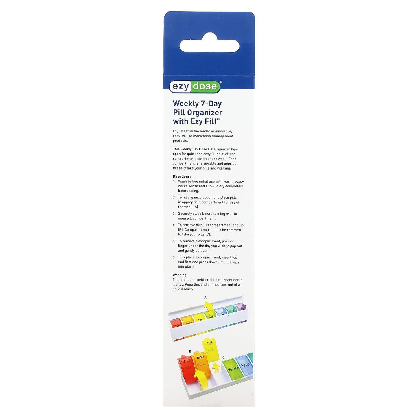 Weekly Medication Organizer with Easy Fill Compartments by Ezy Dose - Image 2