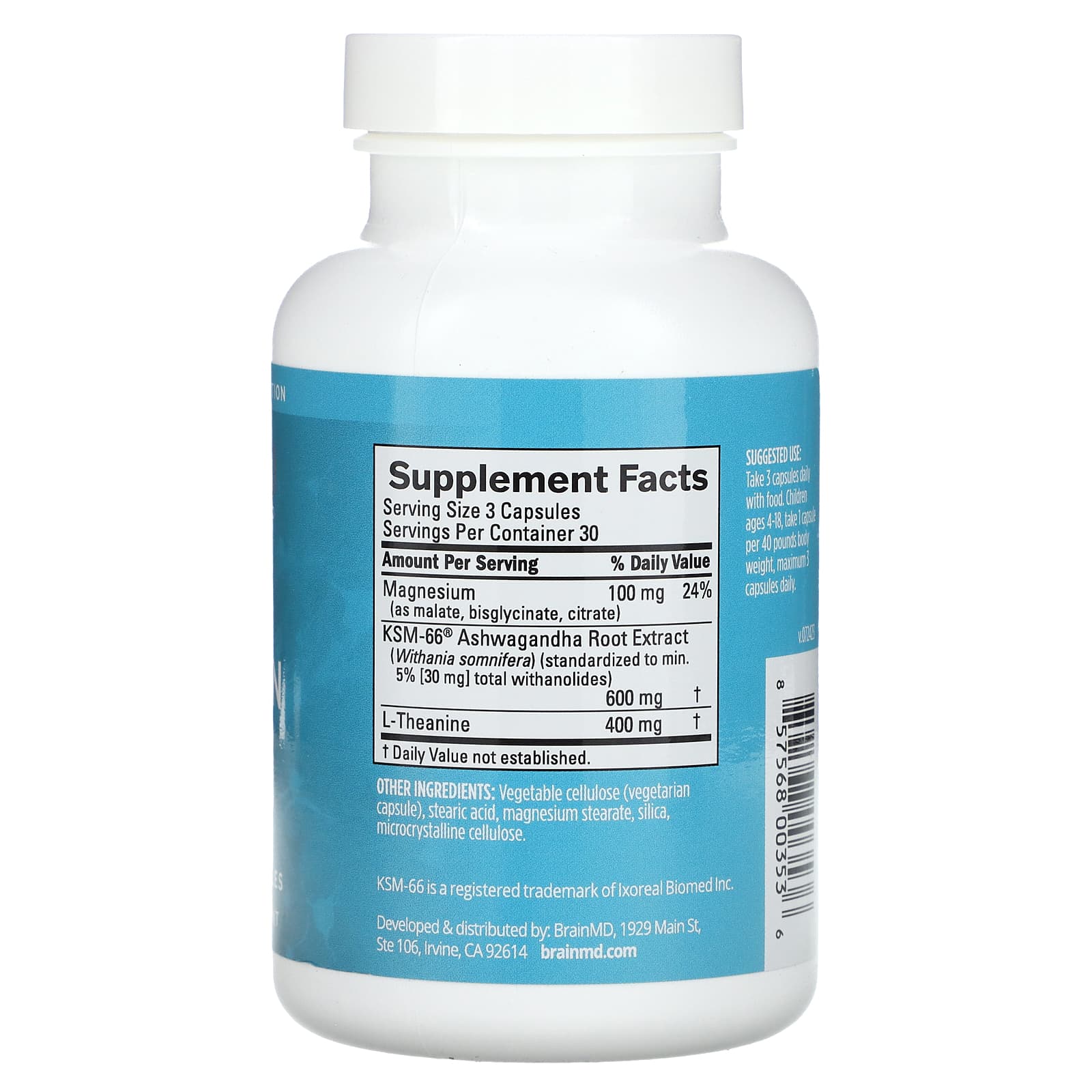 Vegan Calm My Brain Supplement - 90 Capsules by BrainMD - Image 2