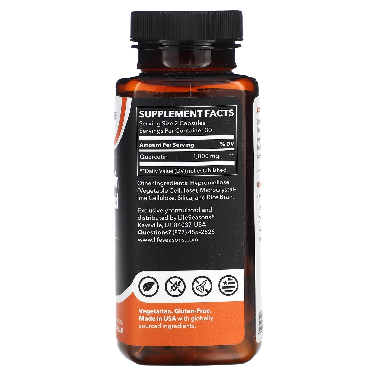 LifeSeasons, Quercetin Flavonoid, 60 Veg Capsules (500 mg per Capsule) - Image 2