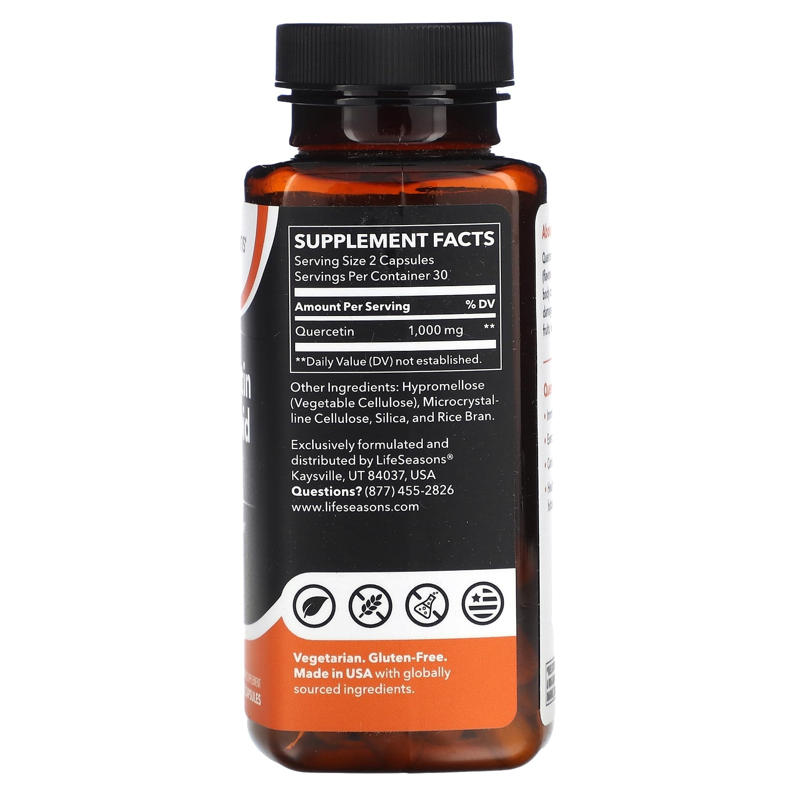 LifeSeasons, Quercetin Flavonoid, 60 Veg Capsules (500 mg per Capsule) - Image 2