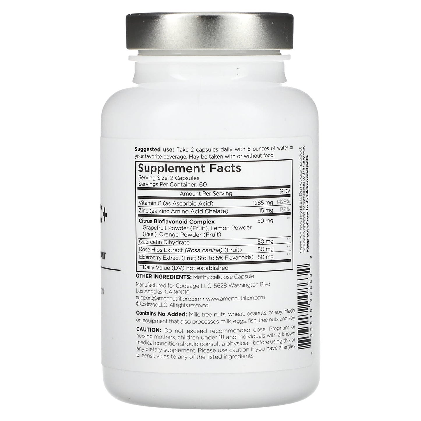 Boost Immune System with CodeAge Vitamin C+ 120 Veggie Capsules - Image 2