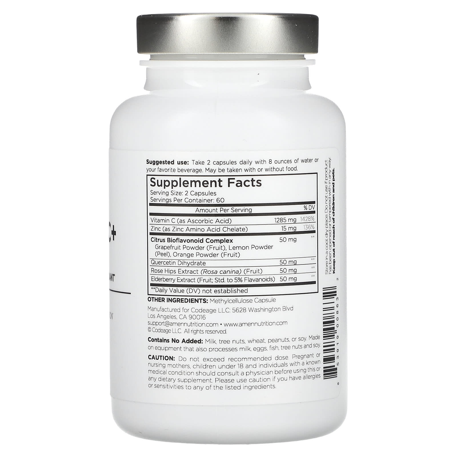 Boost Immune System with CodeAge Vitamin C+ 120 Veggie Capsules - Image 2