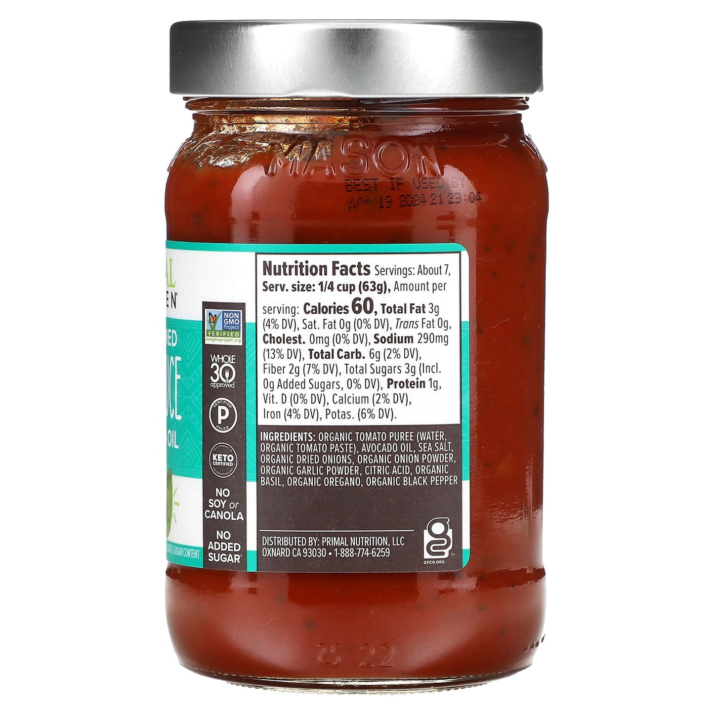 Primal Kitchen, Pizza Sauce, Unsweetened, 1 lb (454 g) - Image 2