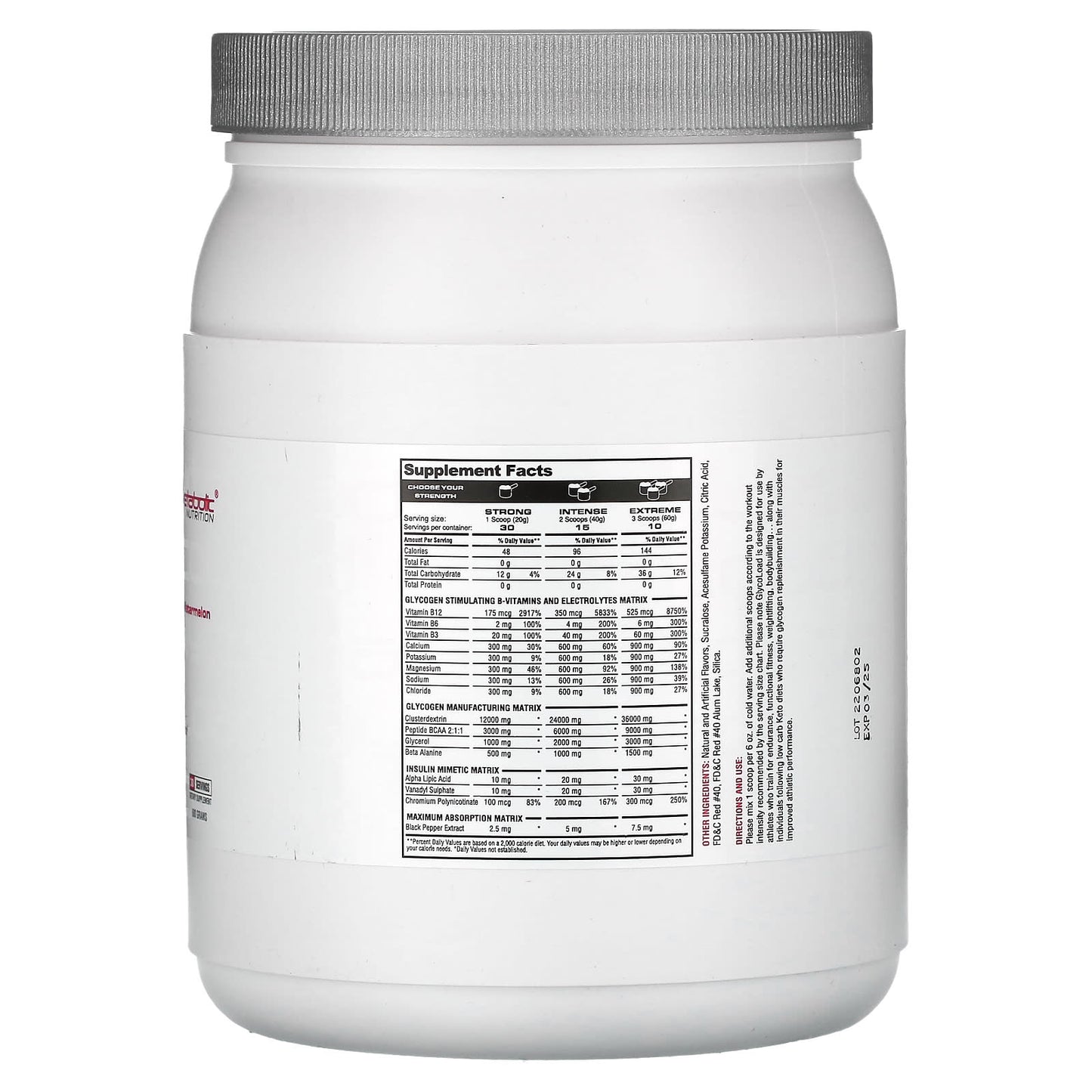 Metabolic Nutrition, GlycoLoad, Watermelon, 600 g - Image 2