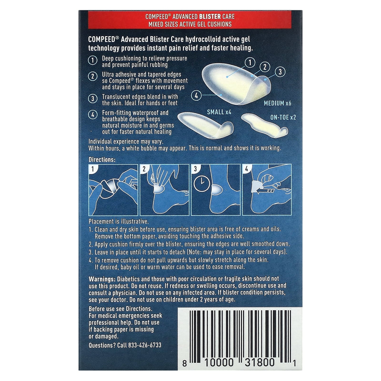 Compeed Blister Care, Advanced Hydrocolloid Gel Cushions, 12 Count - Image 2