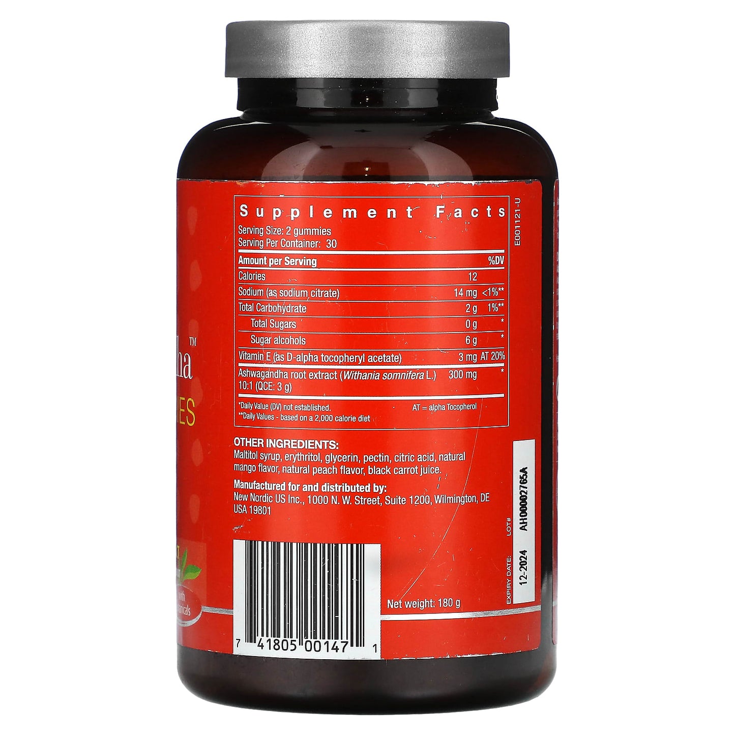 New Nordic, Ashwagandha Vegan Gummies, Mango and Peach, 60 Gummies - Image 2