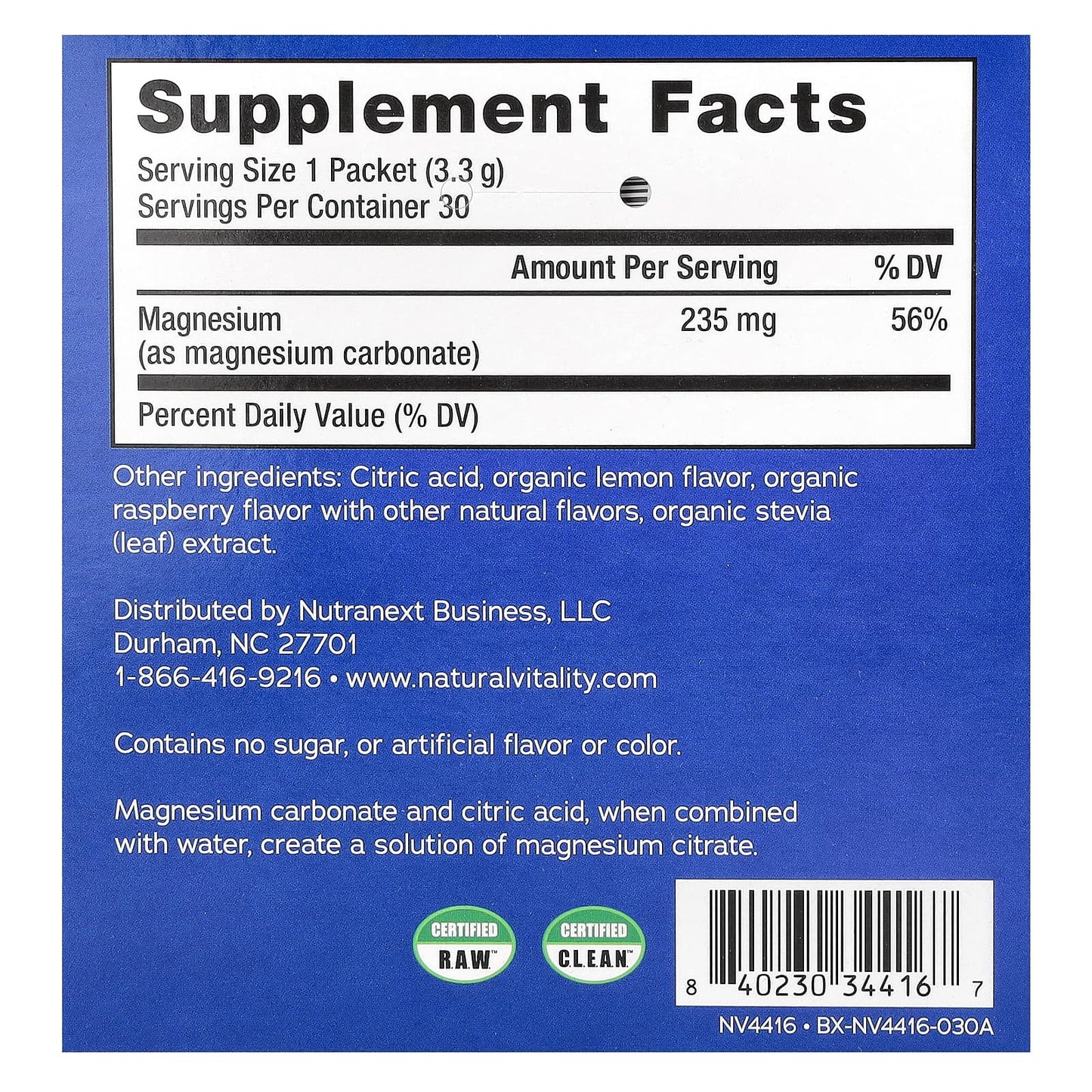 Natural Vitality, Calm, Magnesium Supplement Drink Mix, Raspberry-Lemon, 30 Packets, 0.12 oz (3.3 g) Each - Image 2