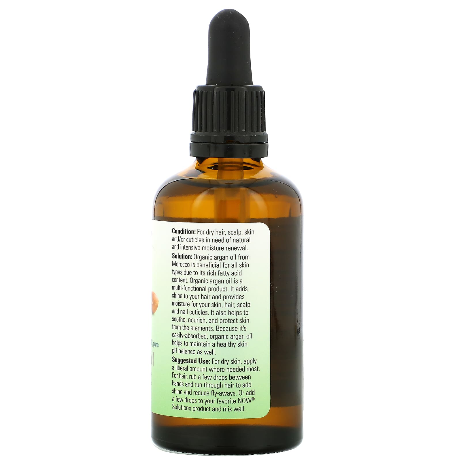 NOW Foods, Solutions, Certified Organic & 100% Pure Argan Oil, 2 fl oz (59 ml) - Image 2