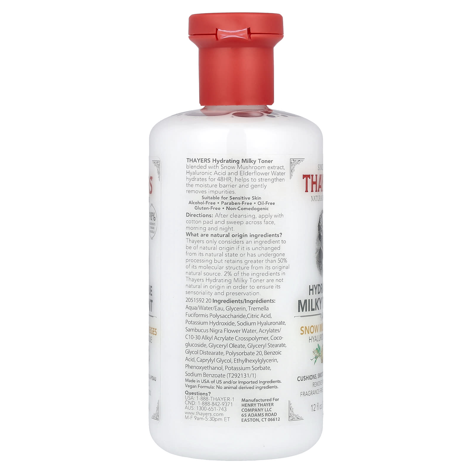Thayers, Hydrating Milky Toner, Snow Mushroom, Alcohol-Free, Fragrance Free, 12 fl oz (355 ml) - Image 2