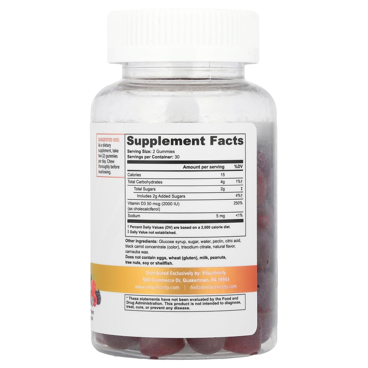 Vitauthority, Vitamin D3 Gummies, Berry, 60 Gummies (25 mcg per Gummy) - Image 2
