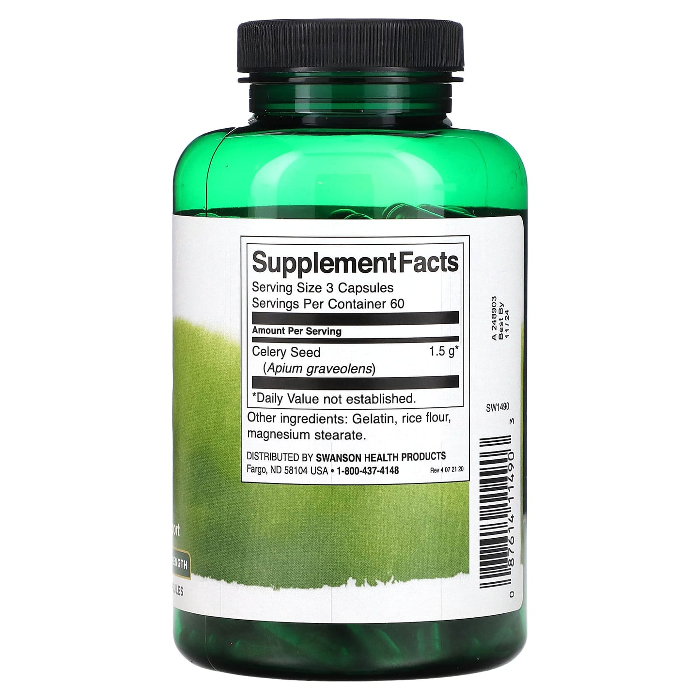 Swanson, Celery Seed, Maximum Strength, 500 mg, 180 Capsules - Image 2