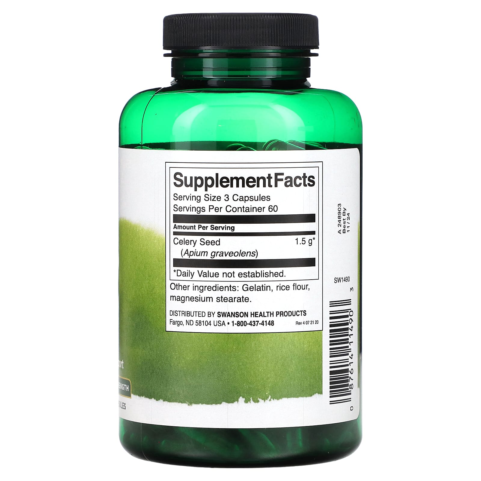 Swanson, Celery Seed, Maximum Strength, 500 mg, 180 Capsules - Image 2