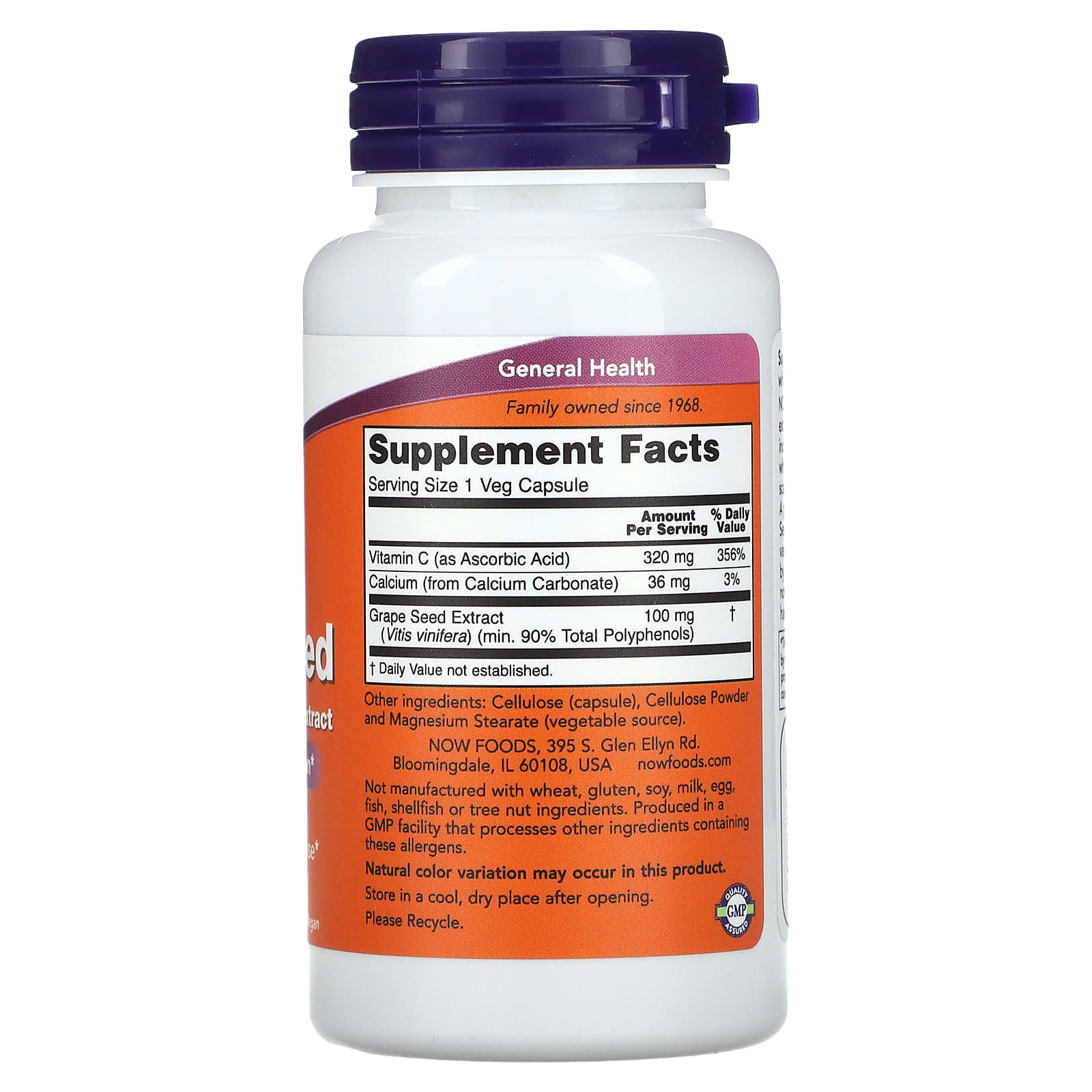 NOW Foods, Grape Seed, Standardized Extract, 100 mg, 100 Veg Capsules - Image 2