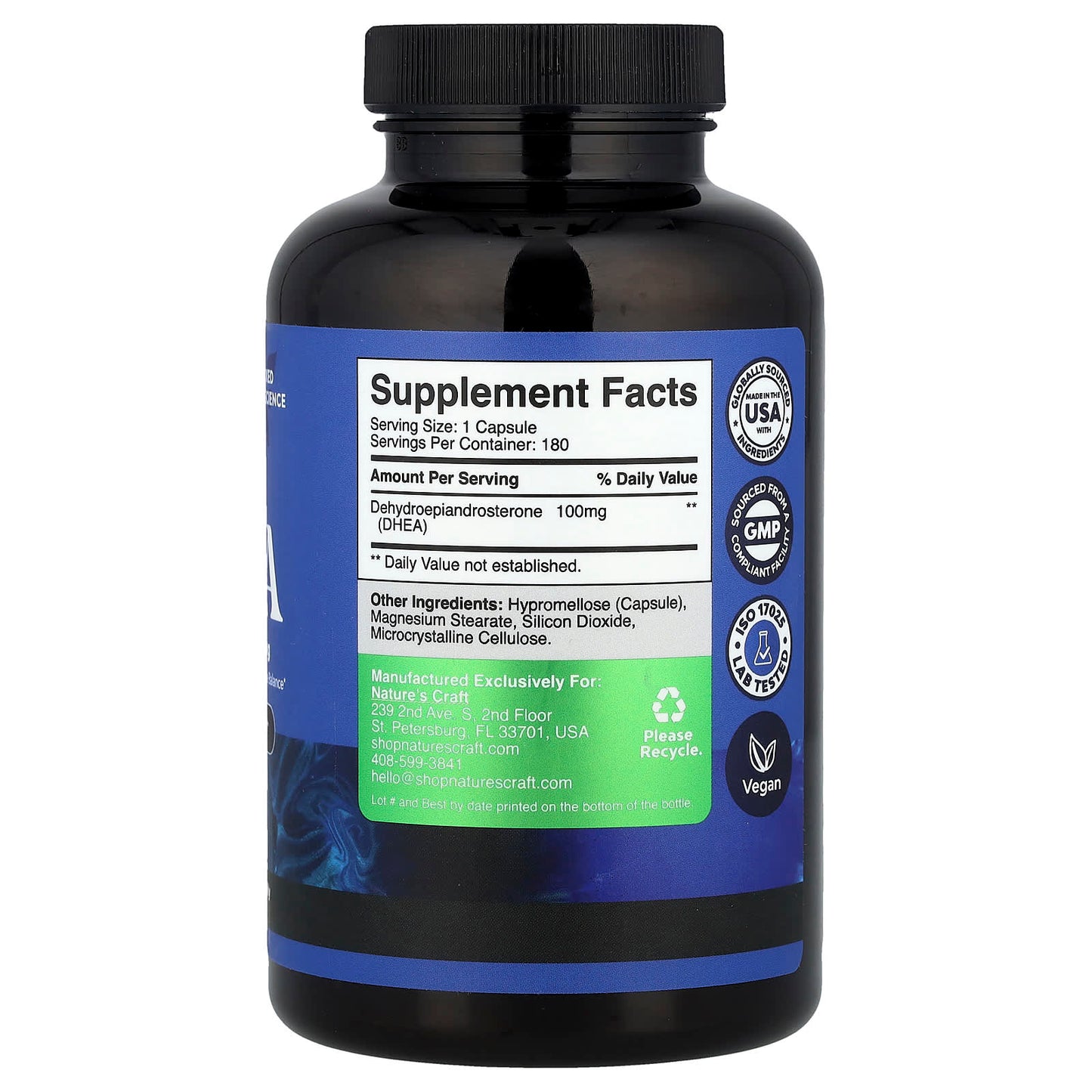 Nature's Craft, DHEA, 100 mg, 180 Capsules - Image 2