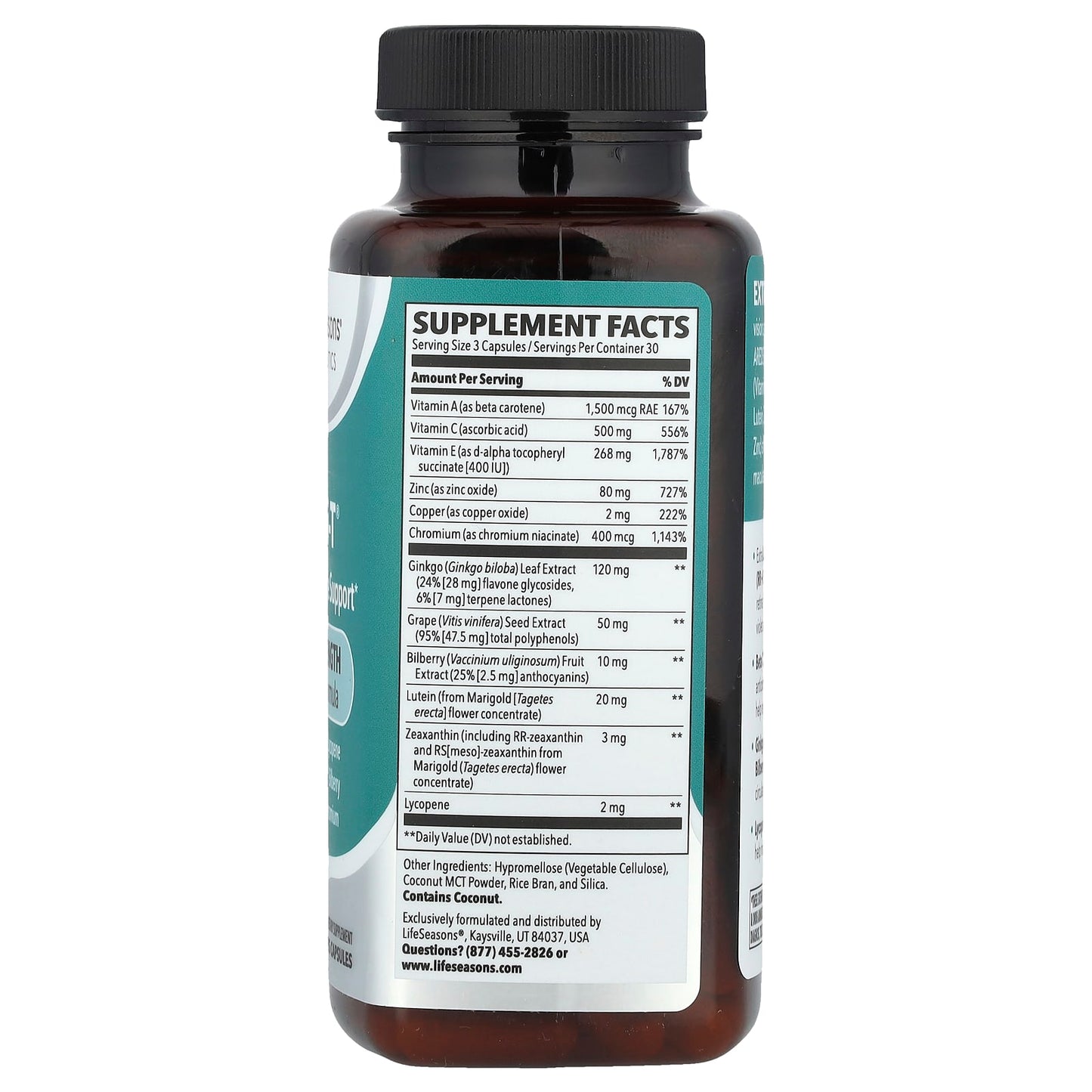LifeSeasons, Therapeutics, Visibili-T® With AREDS 2 Formula, Extra Strength, 90 Veg Capsules - Image 2