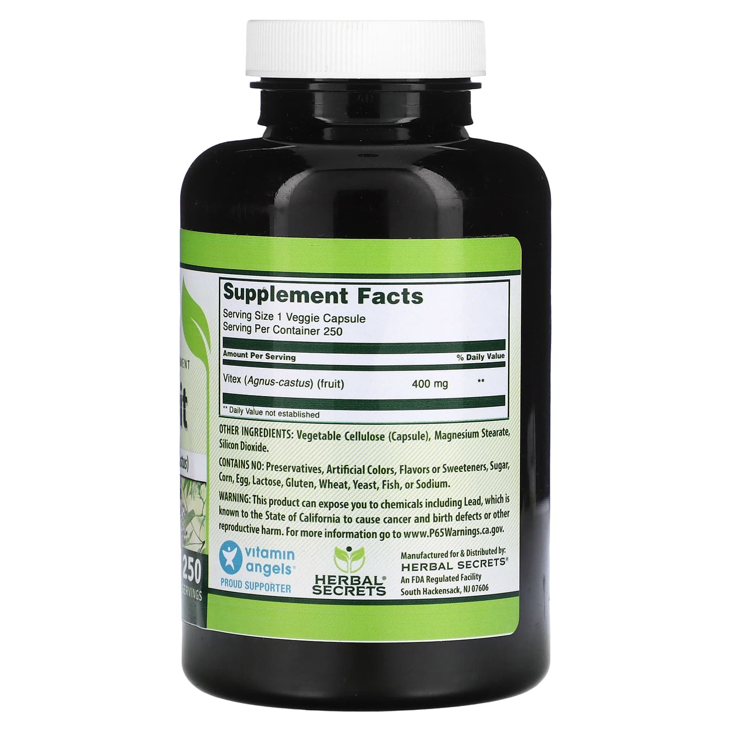 Vitex Fruit Supplement for Women's Hormone Balance 400mg, 250 Capsules - Image 2
