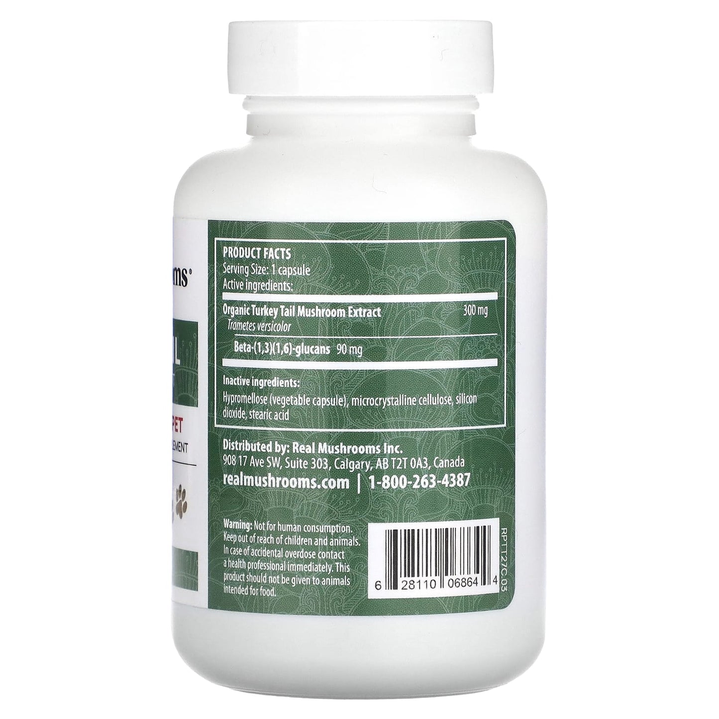 Real Mushrooms, Turkey Tail, Support for Your Pet, 90 Capsules - Image 2