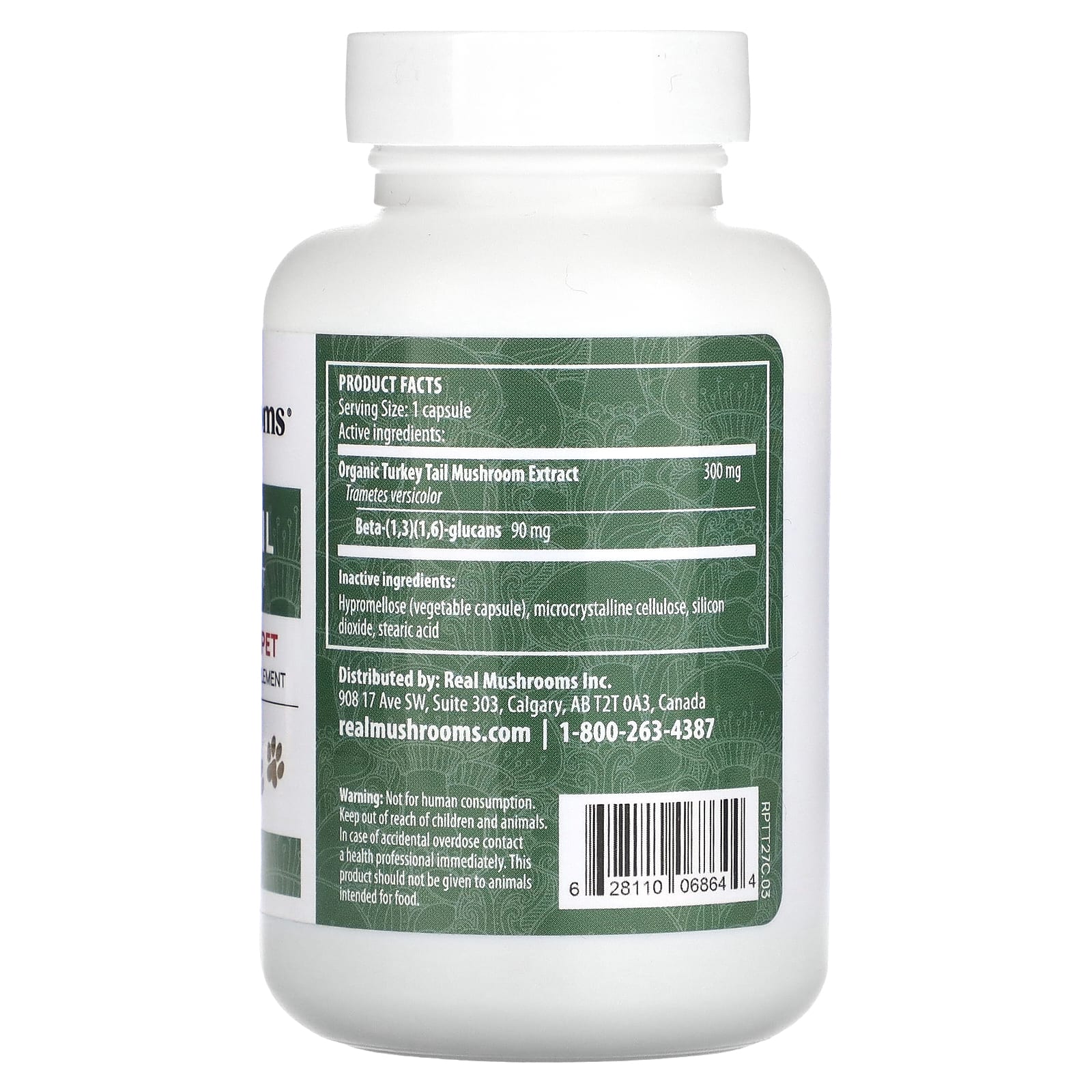 Real Mushrooms, Turkey Tail, Support for Your Pet, 90 Capsules - Image 2