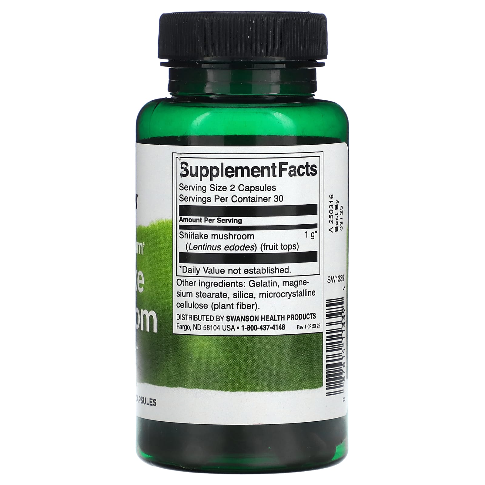 Swanson, Full Spectrum Shiitake Mushroom, 500 mg, 60 Capsules - Image 2