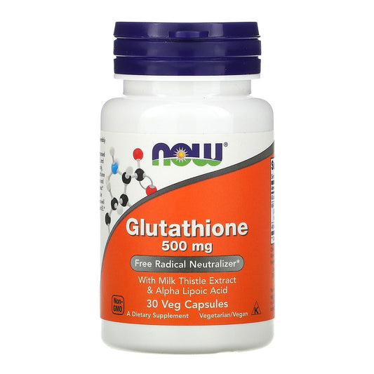 NOW Foods, Glutathione, 500 mg, 30 Veg Capsules - Image 1