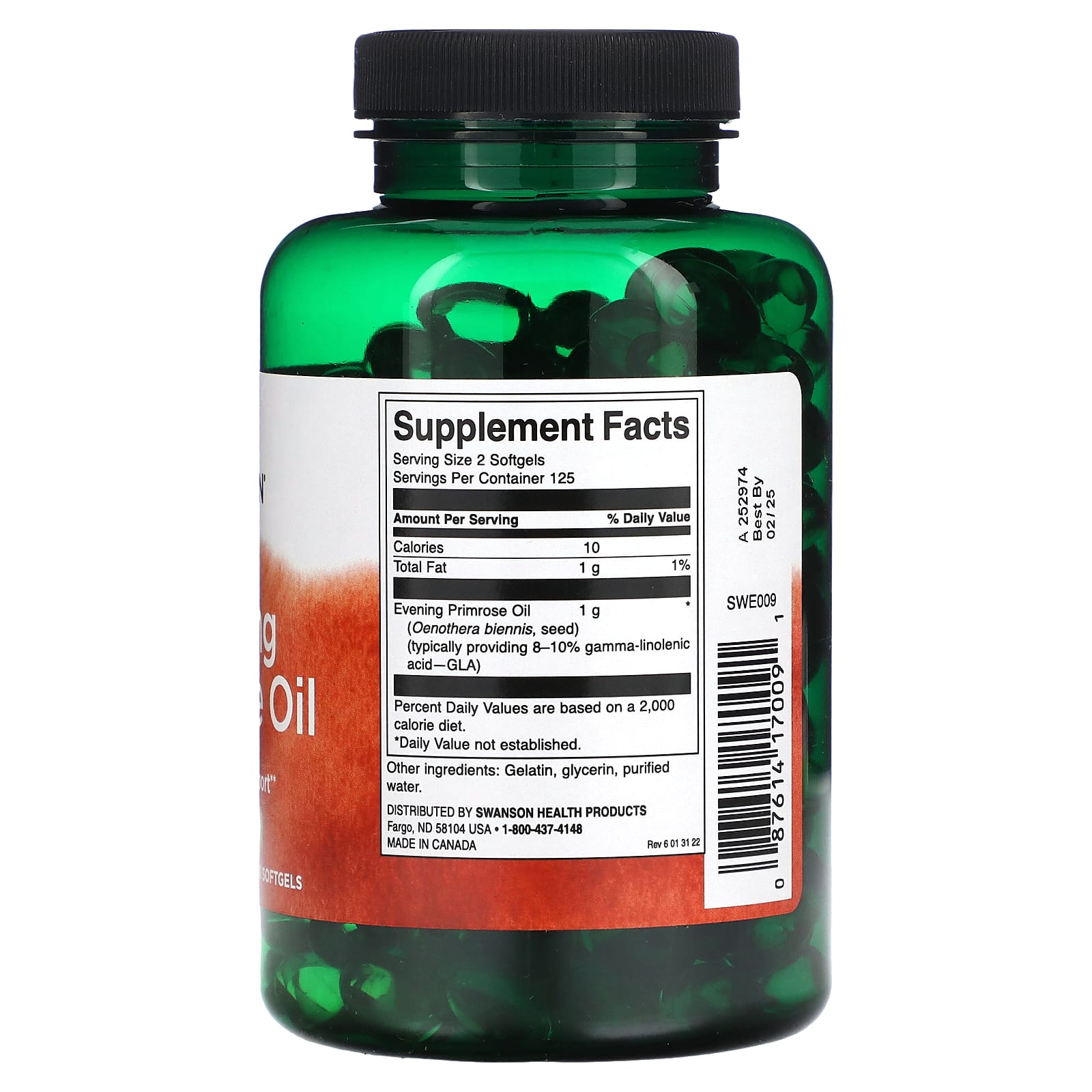 Swanson, Evening Primrose Oil, 500 mg, 250 Softgels - Image 2