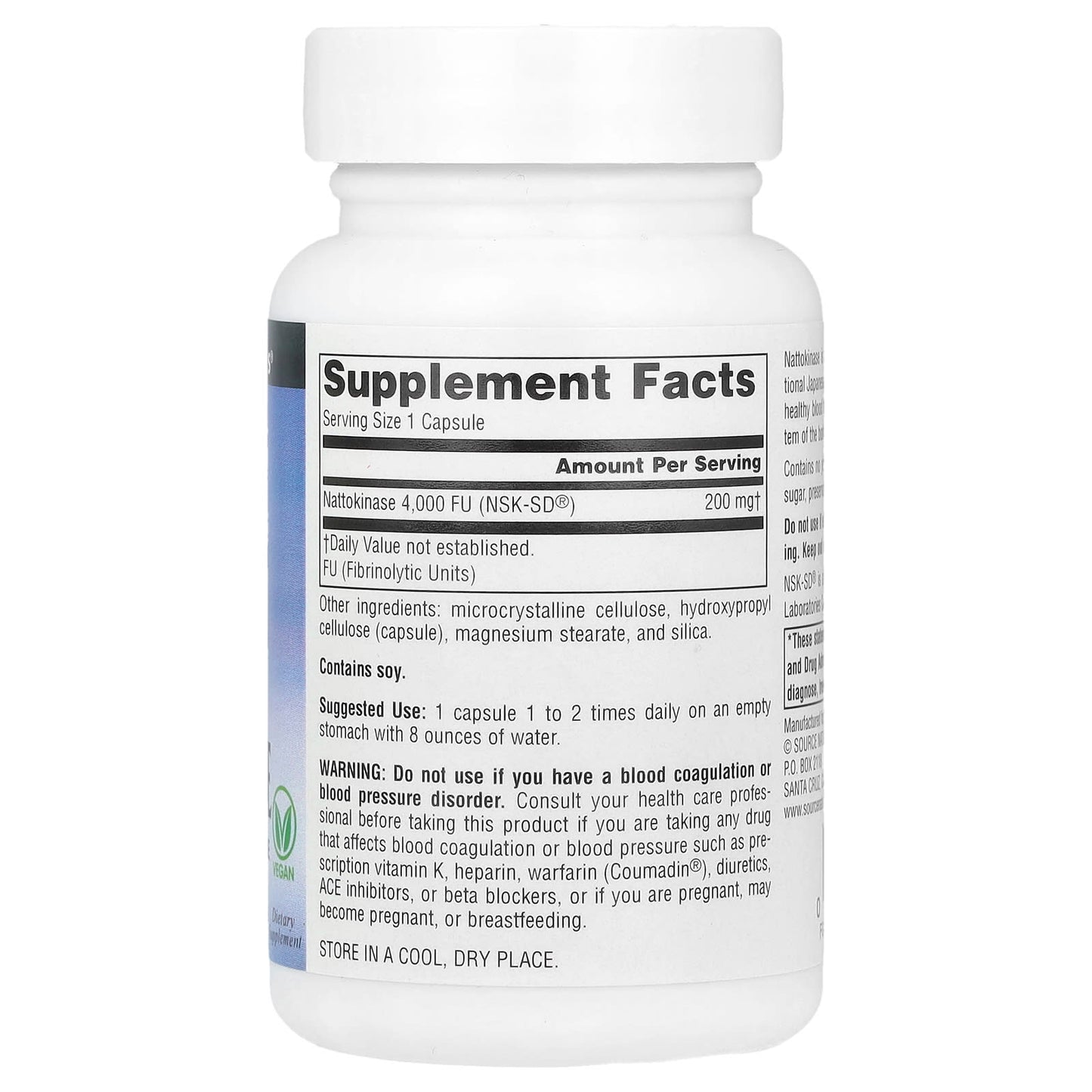 Source Naturals, NSK-SD®, Nattokinase , 200 mg, 60 Vegan Capsules - Image 2
