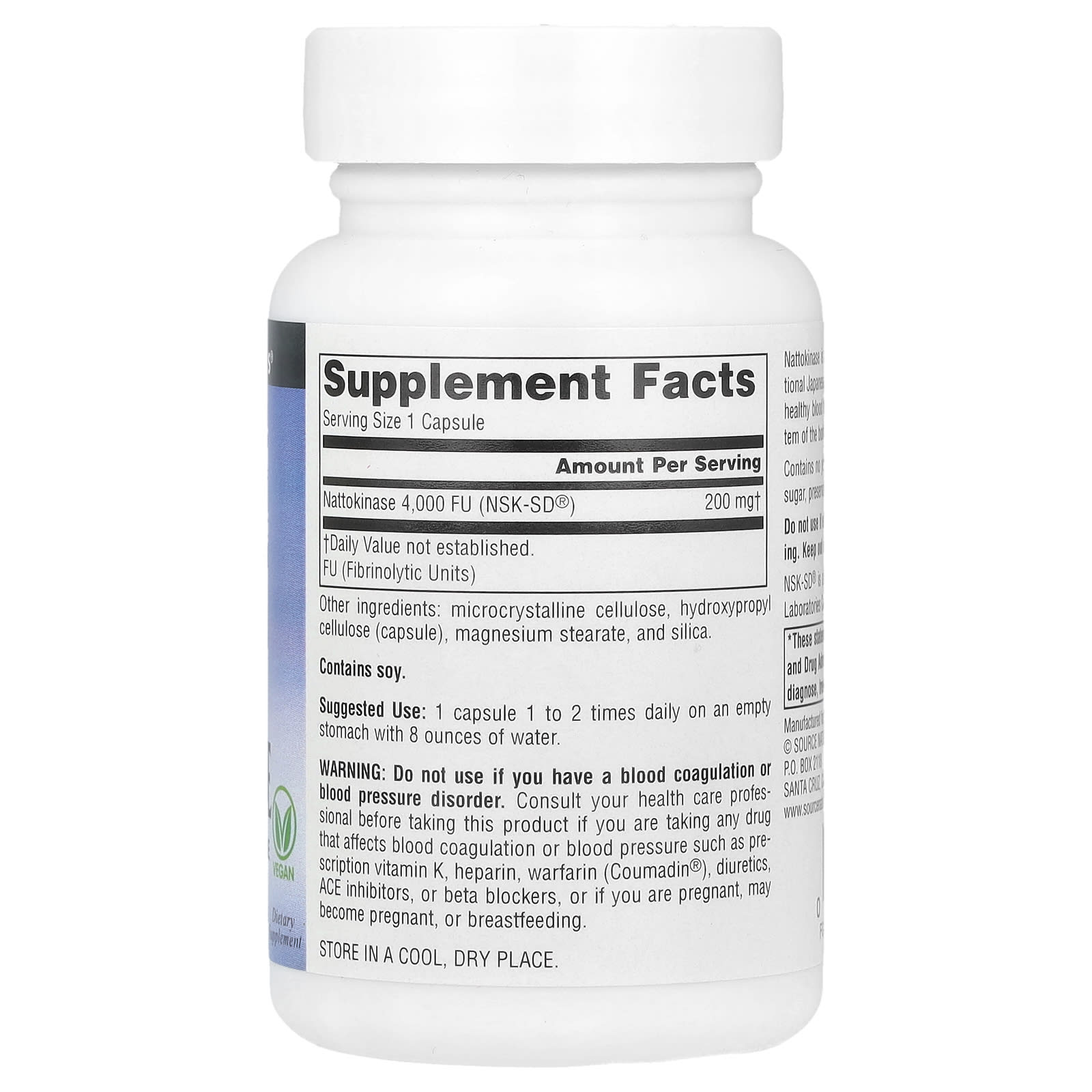 Source Naturals, NSK-SD®, Nattokinase , 200 mg, 60 Vegan Capsules - Image 2