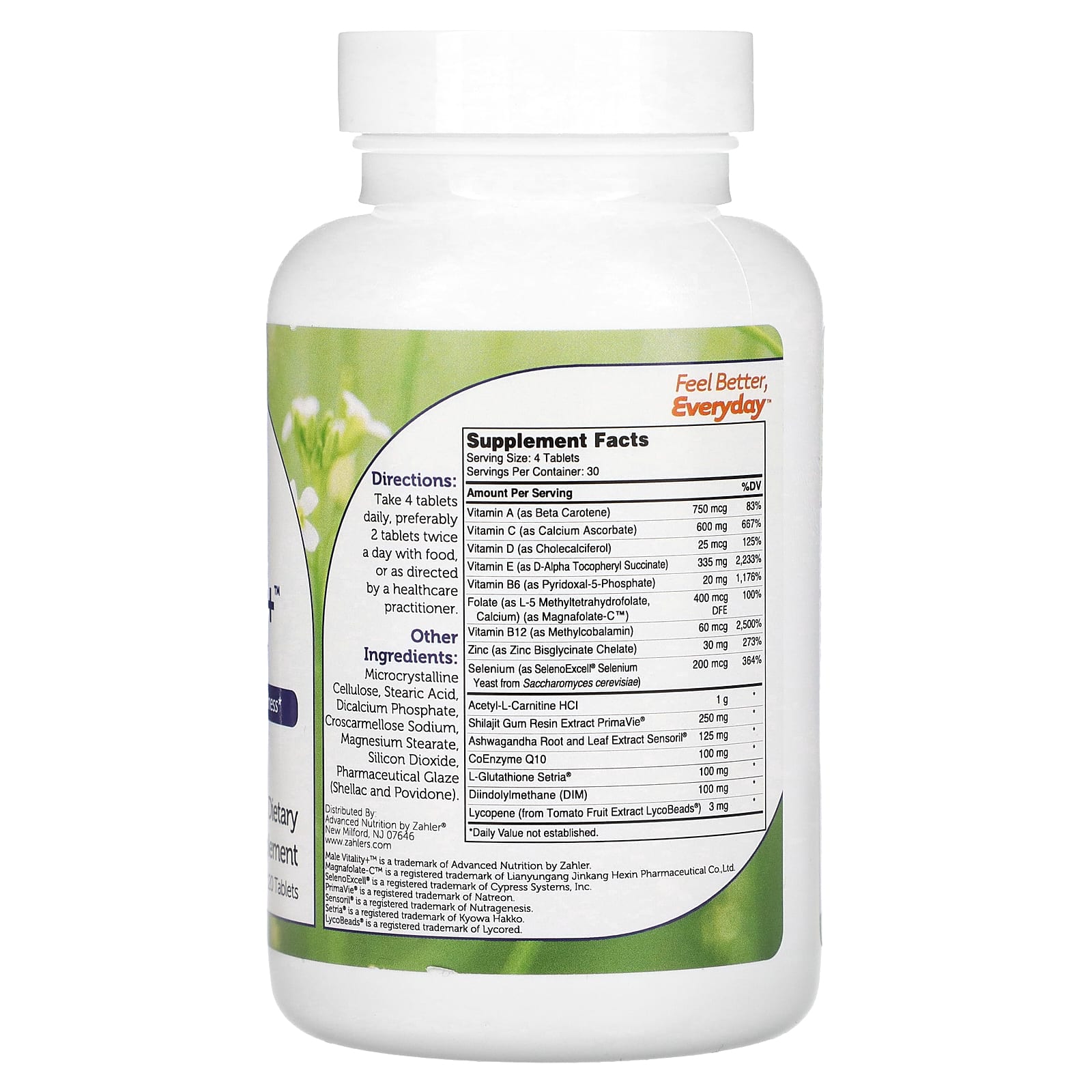 Zahler, Male Vitality +, Supports Male Reproductive Wellness, 120 Tablets - Image 2
