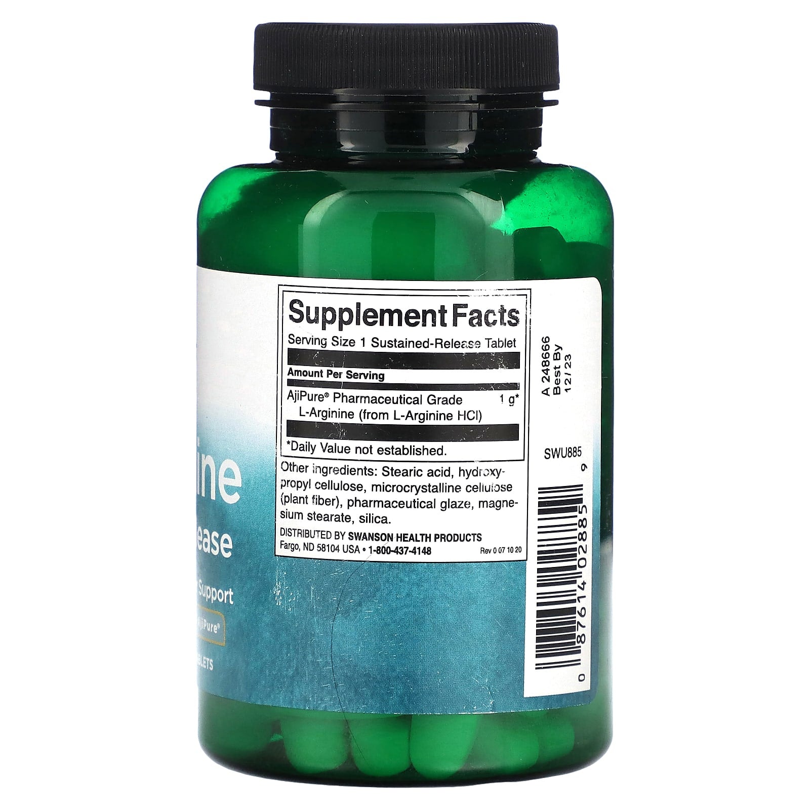 Swanson, L-Arginine, Sustained Release, 1,000 mg, 90 Tablets - Image 2