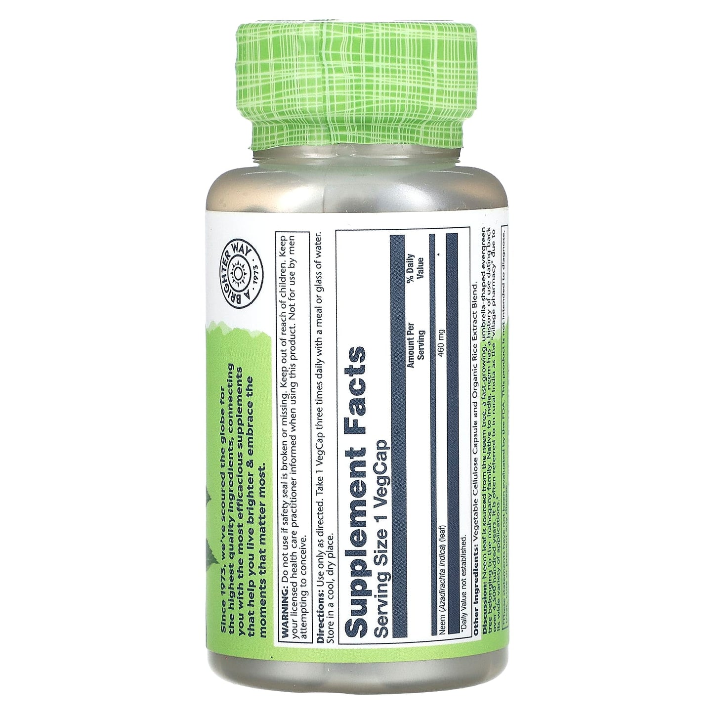 Solaray, True Herbs, Neem, 460 mg, 100 VegCaps - Image 2