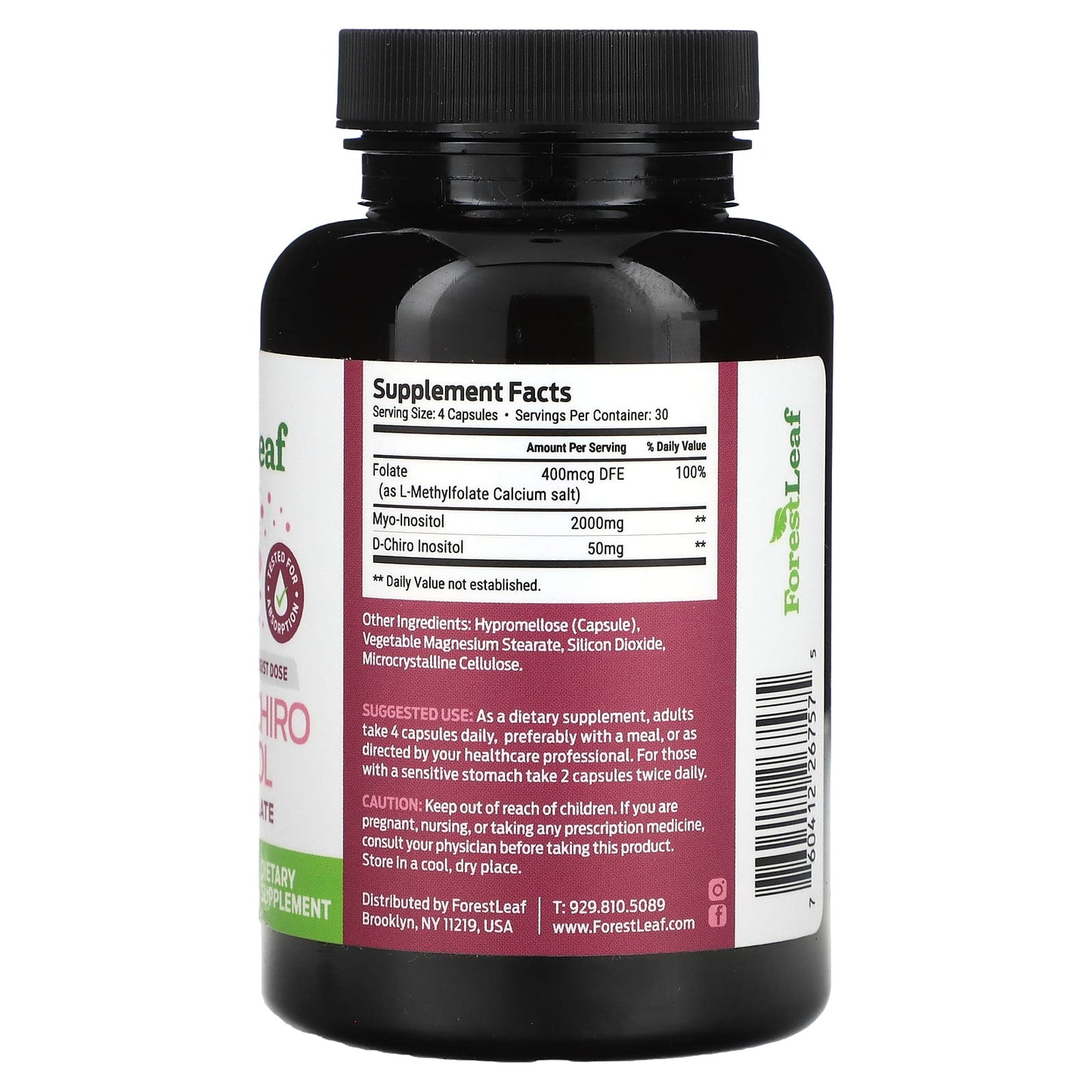 D-Chiro Inositol & Myo Inositol Supplement for Women's Health | 120 Capsules - Image 2