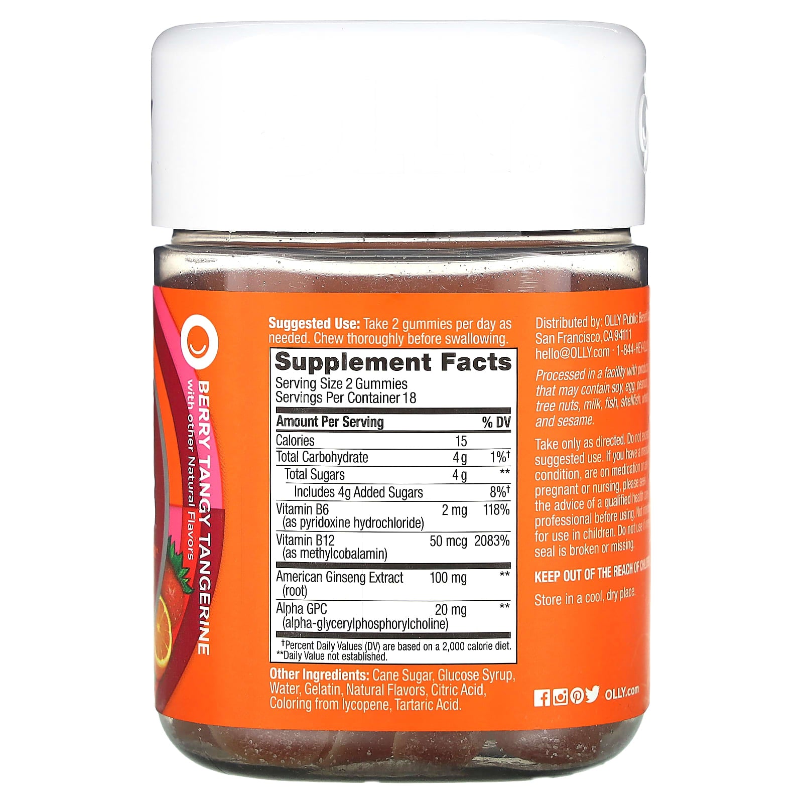 OLLY, Laser Focus Gummies, Berry Tangy Tangerine, 36 Gummies - Image 2