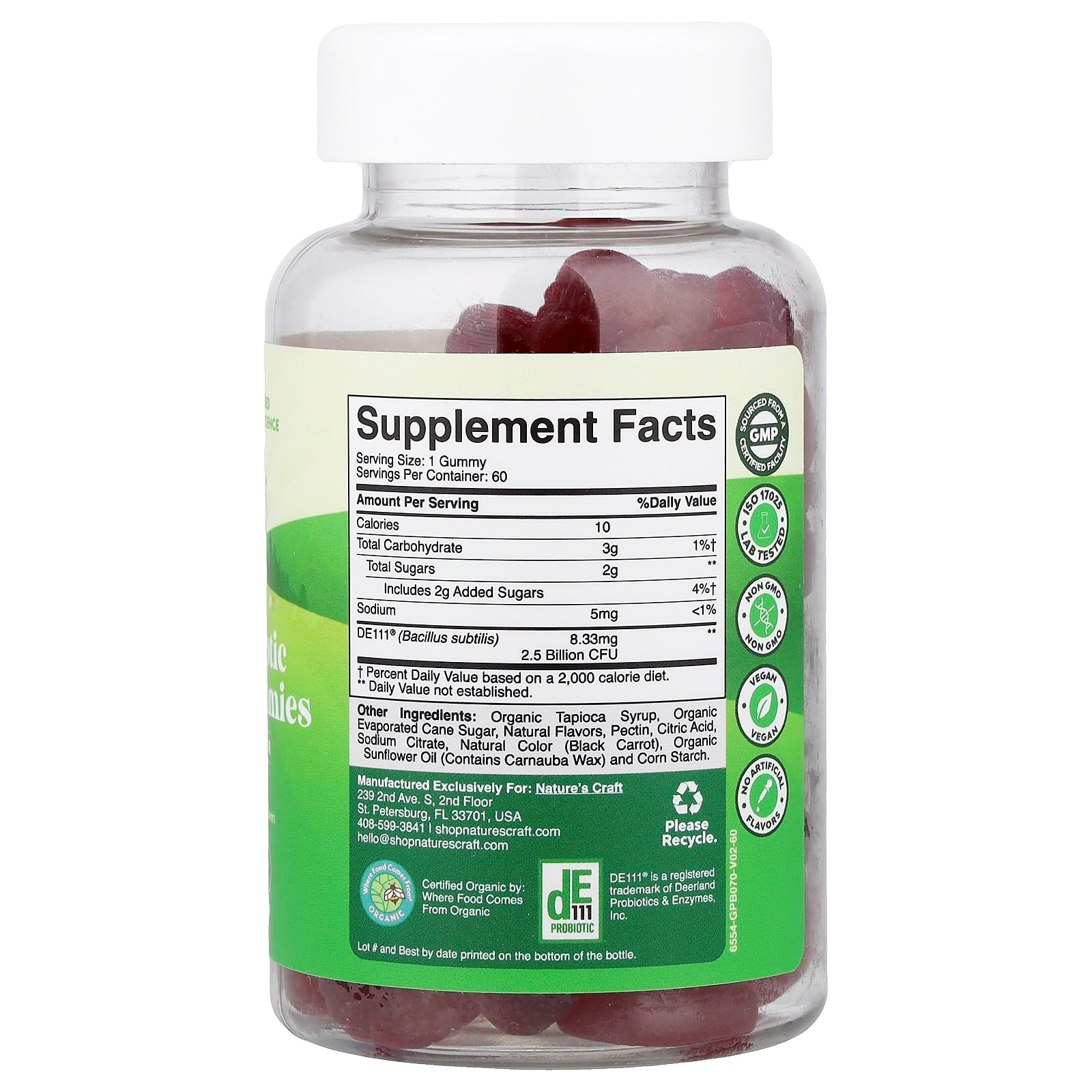 Nature's Craft, Kids Probiotic Organic Gummies, Strawberry, 60 Gummies - Image 2
