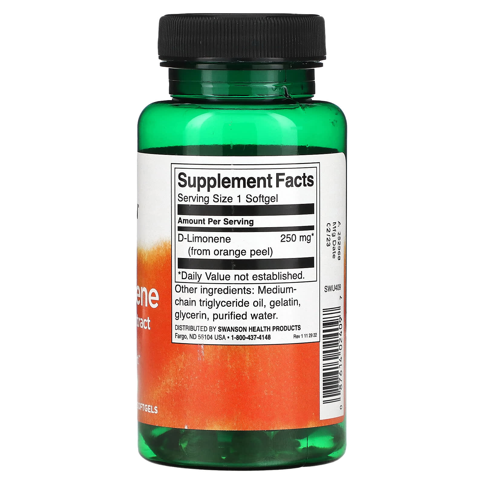Swanson, D-Limonene, Orange Peel Extract , 250 mg , 60 Softgels - Image 2