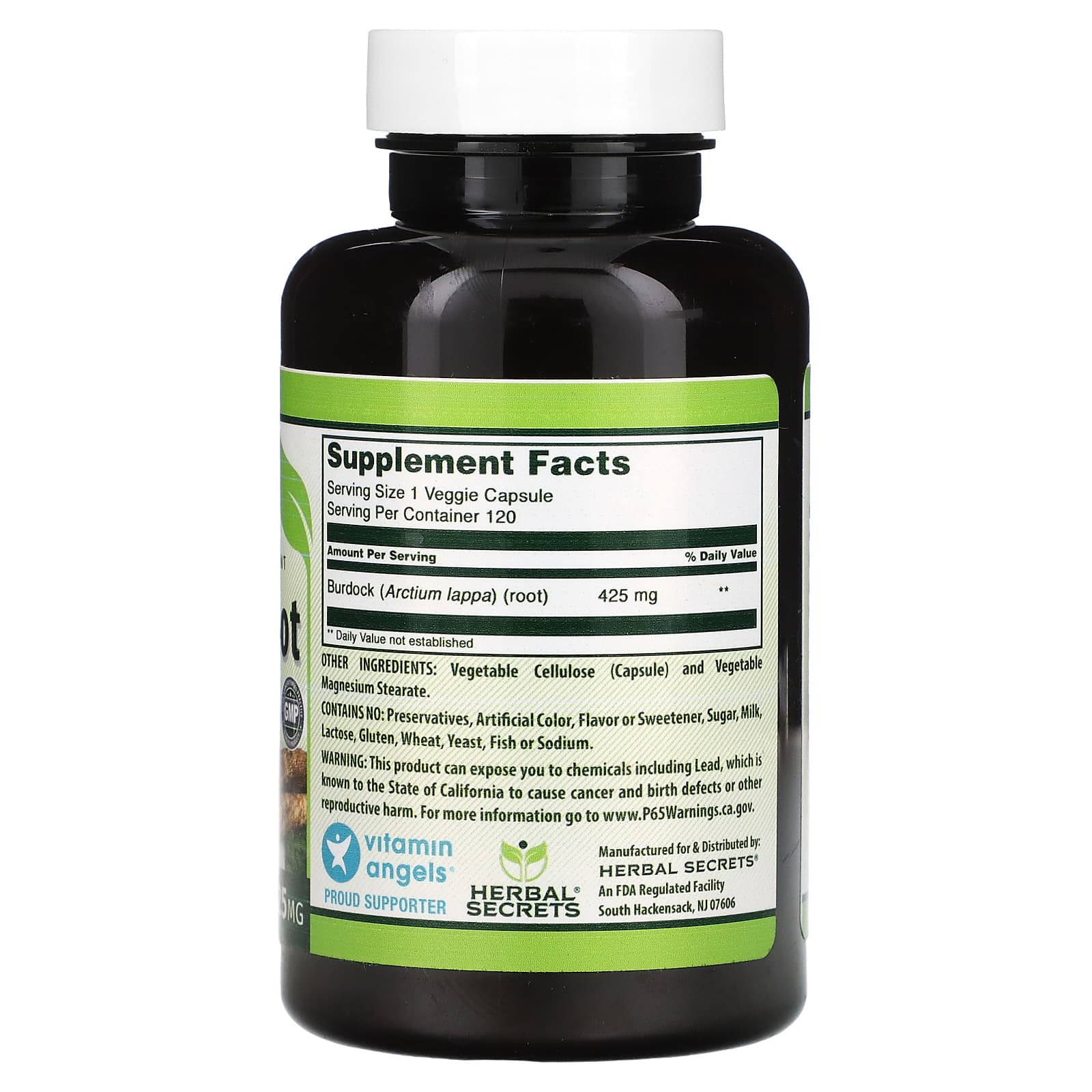 Burdock Root Supplement, 425mg, 120 Veggie Capsules | Herbal Secrets - Image 2