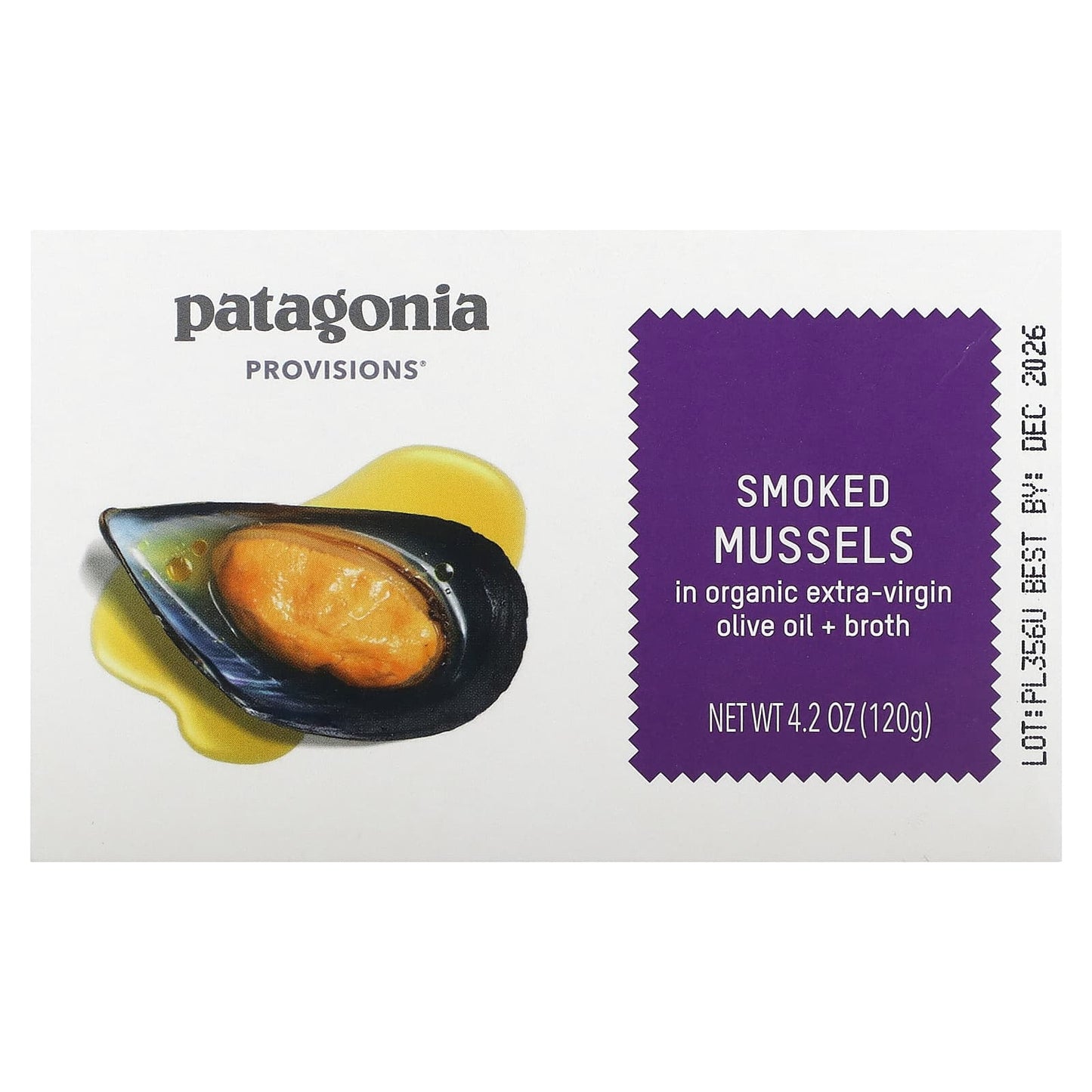 Patagonia Provisions, Smoked Mussels in Organic Extra-Virgin Olive Oil + Broth, 4.2 oz (120 g) - Image 1