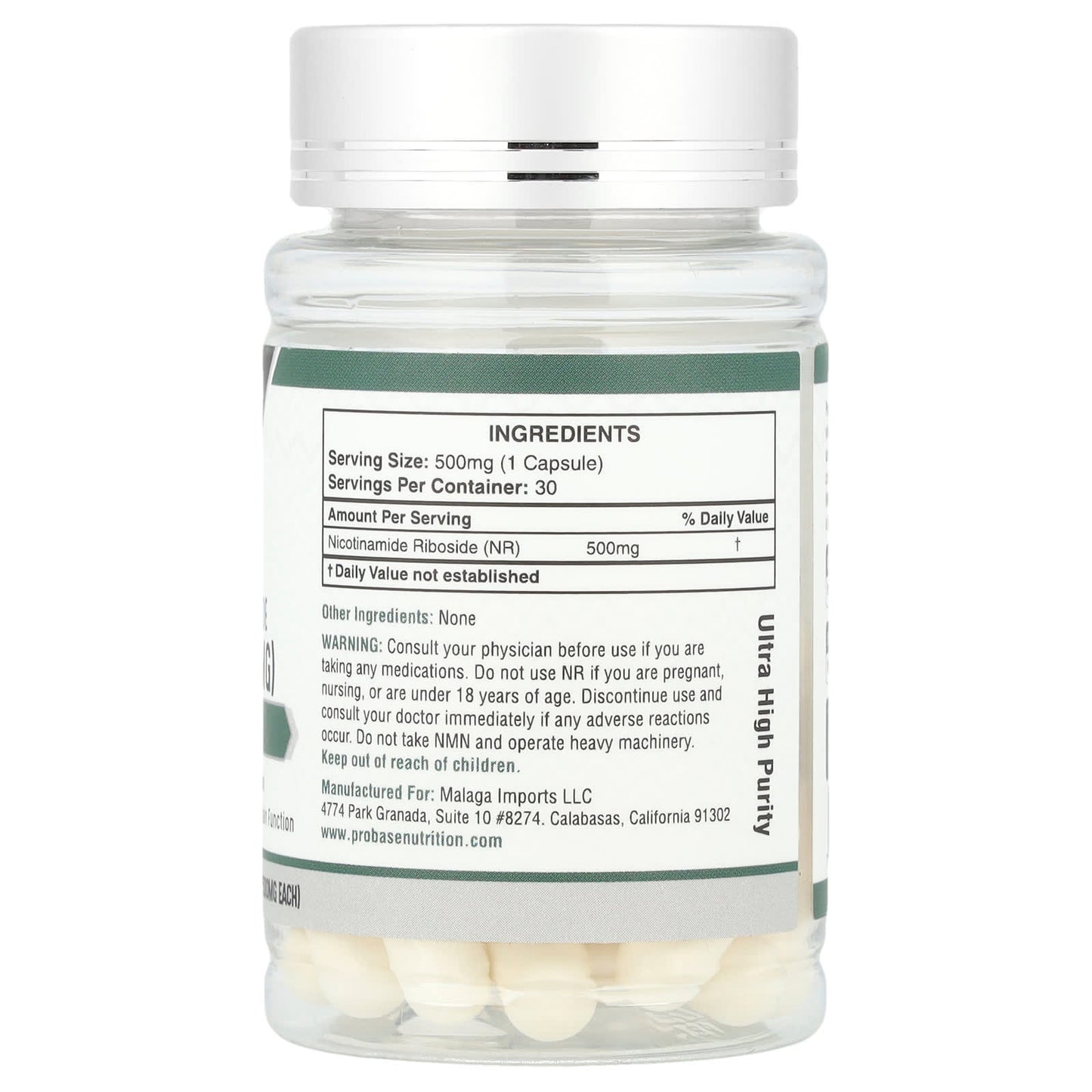 Probase Nutrition, NR, 500 mg , 30 Capsules - Image 2