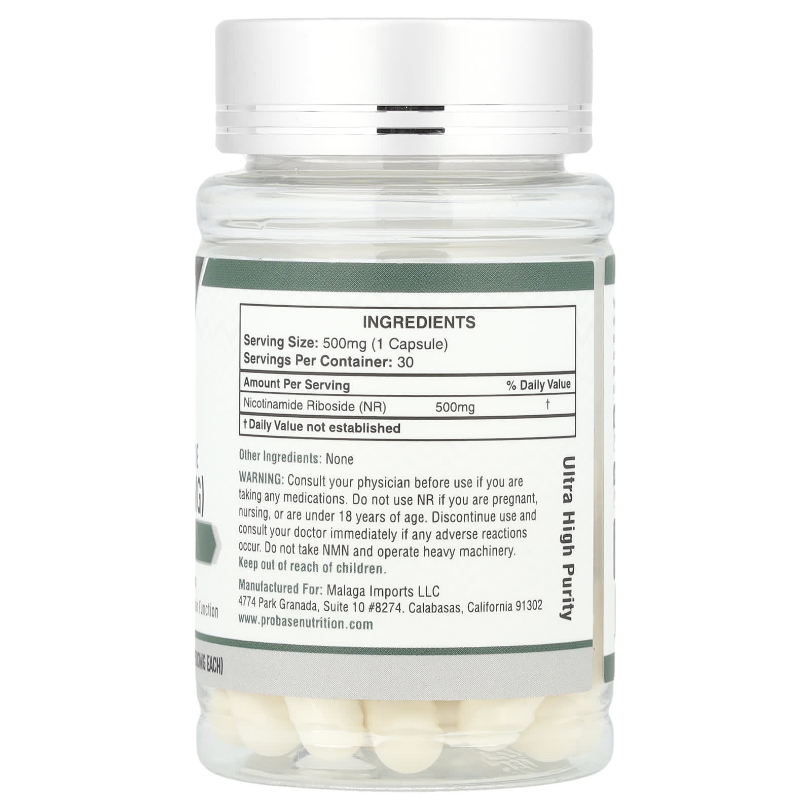 Probase Nutrition, NR, 500 mg , 30 Capsules - Image 2