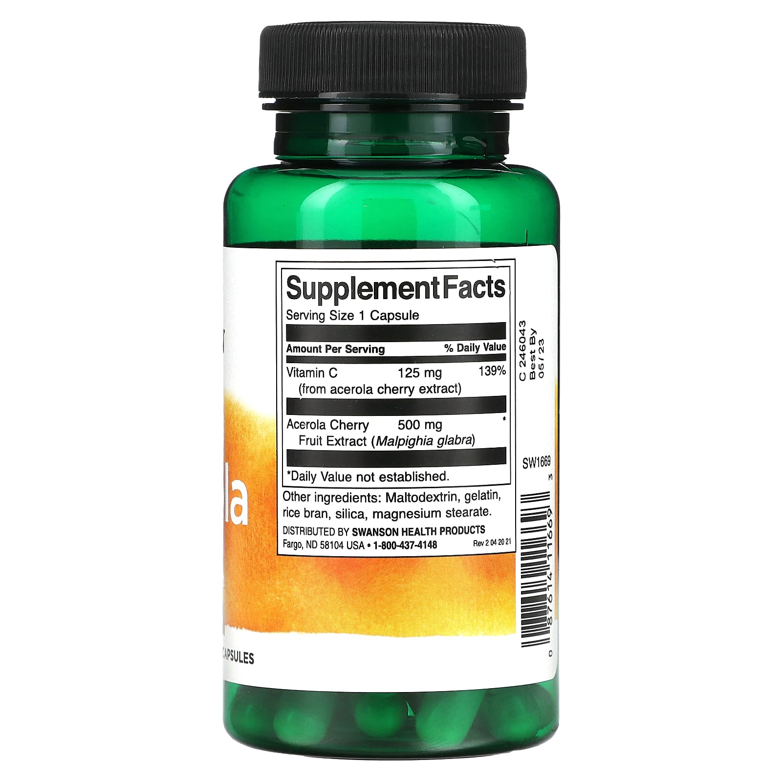 Swanson, Acerola, 500 mg, 60 Capsules - Image 2