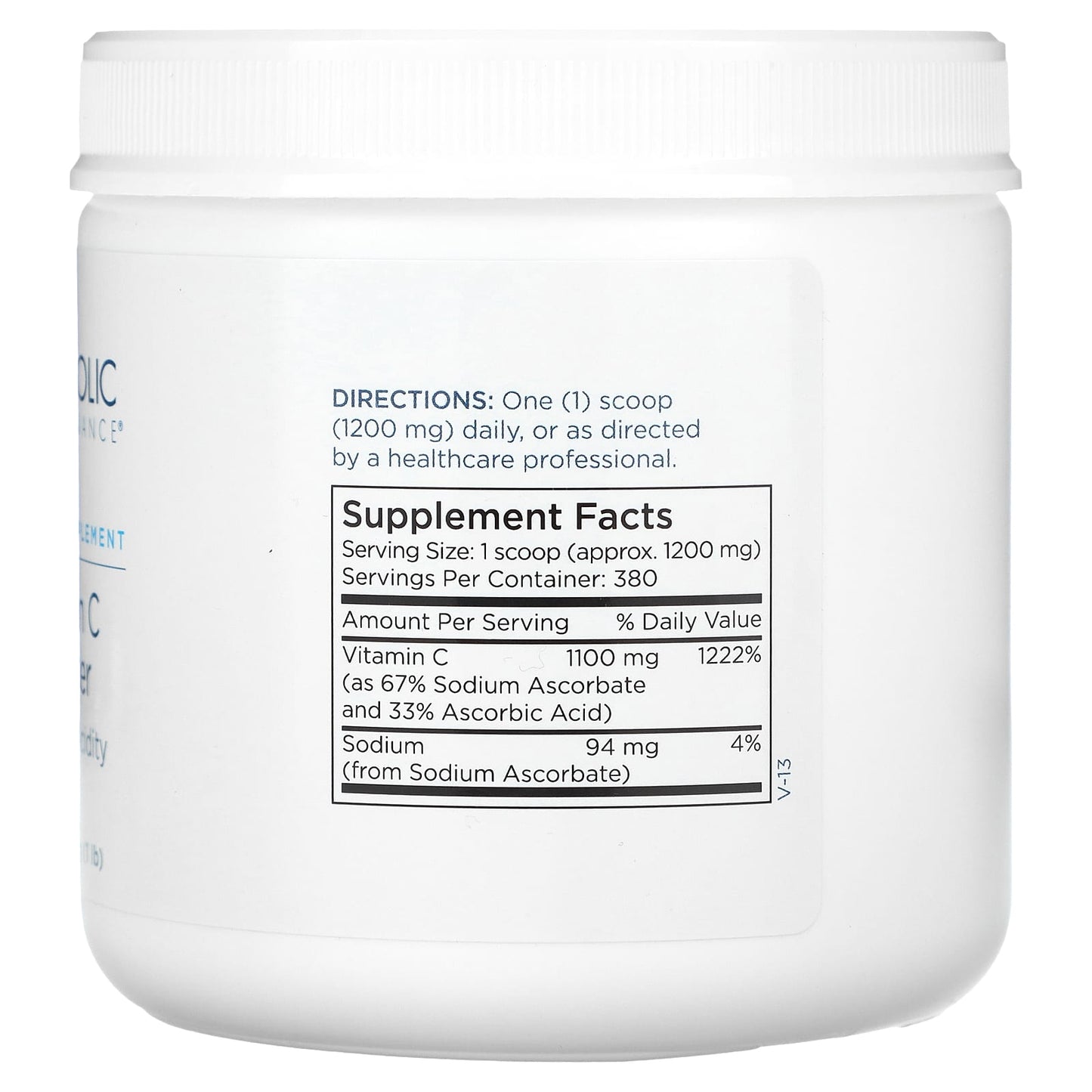 Metabolic Maintenance, Vitamin C Powder, 1 lb (456 g) - Image 2