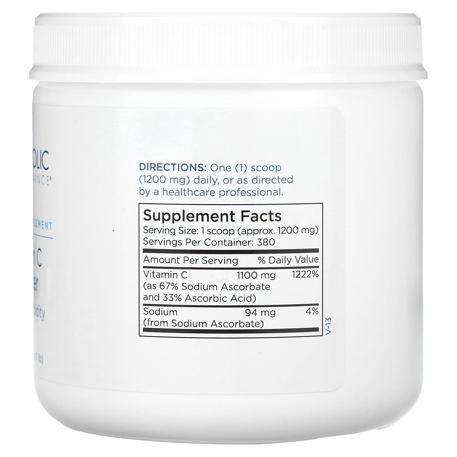 Metabolic Maintenance, Vitamin C Powder, 1 lb (456 g) - Image 2