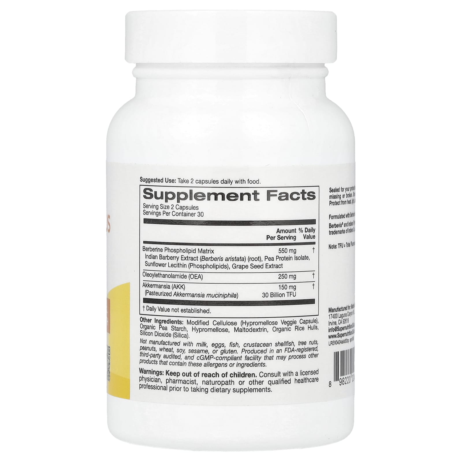 Akkermansia 30B Plus with Berberine & OEA - 60 Veggie Capsules - Image 2
