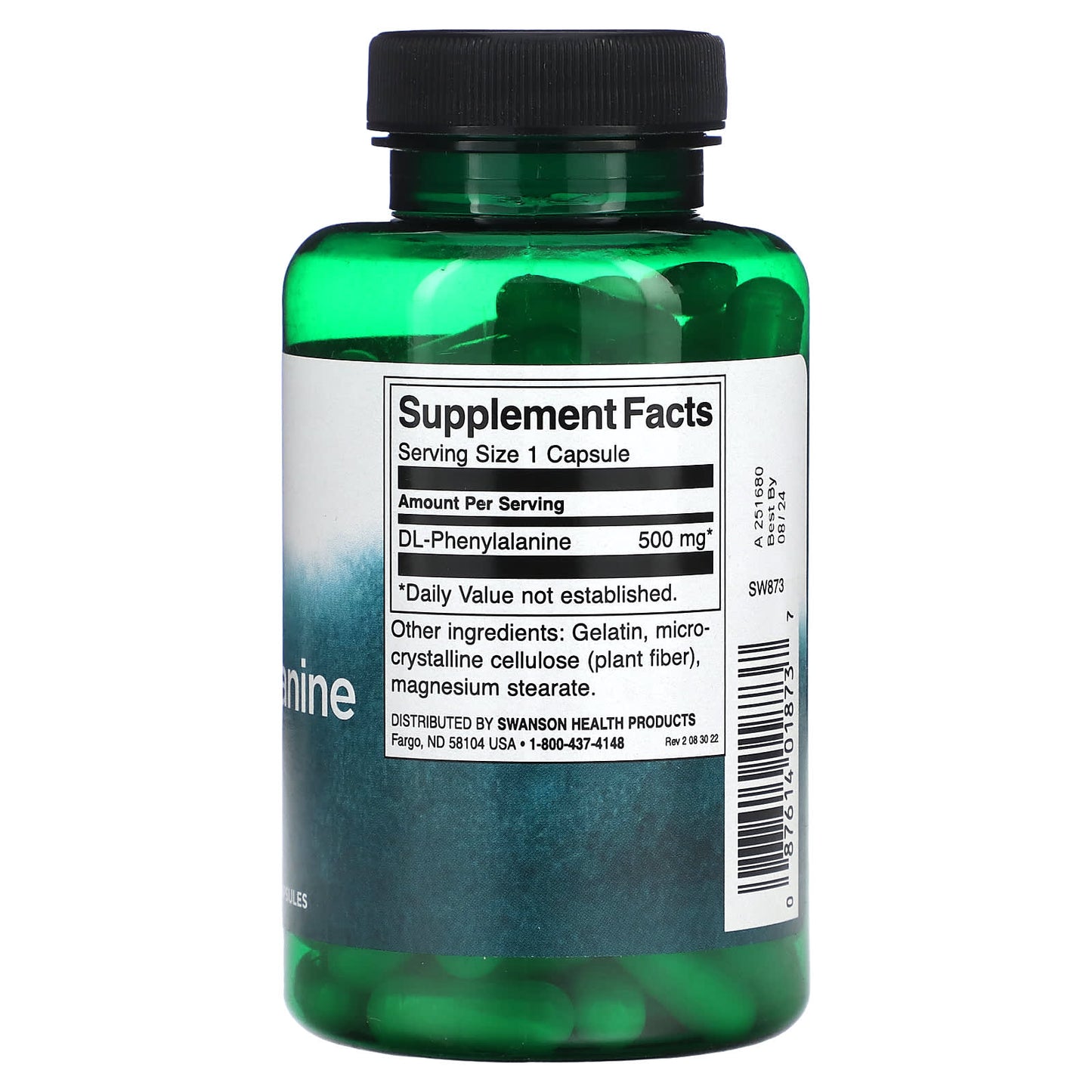 Swanson, DL-Phenylalanine, 500 mg, 100 Capsules - Image 2