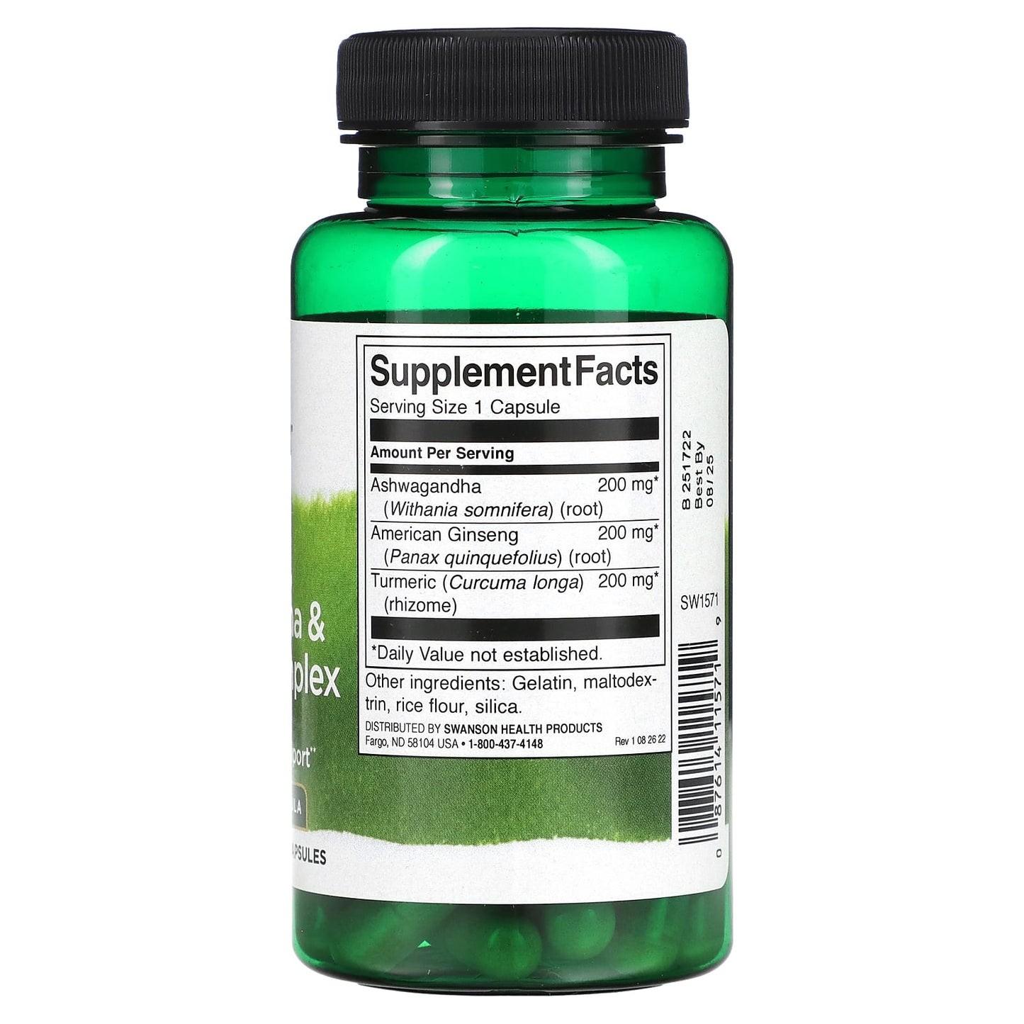 Swanson, Turmeric, Ashwagandha & Ginseng Complex, 60 Capsules - Image 2