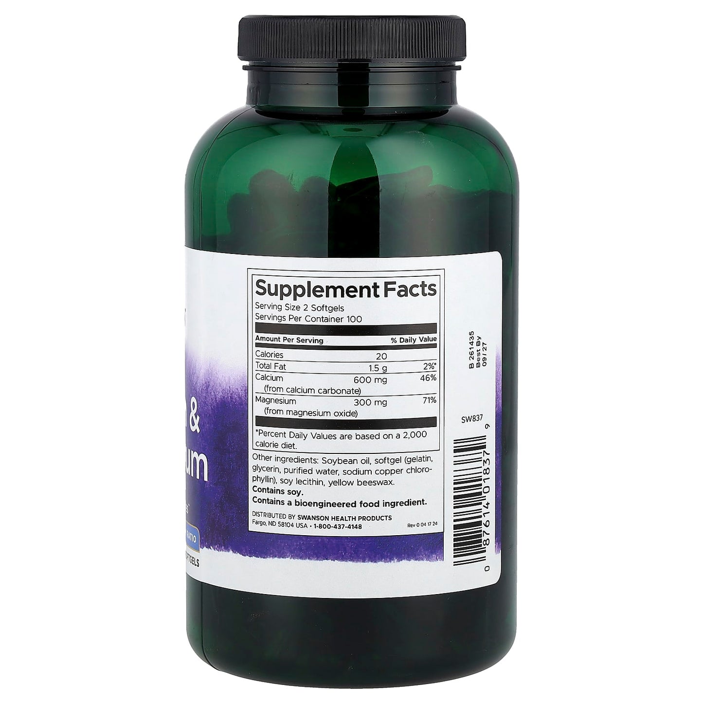 Swanson, Liquid Calcium & Magnesium , 200 Softgels - Image 2