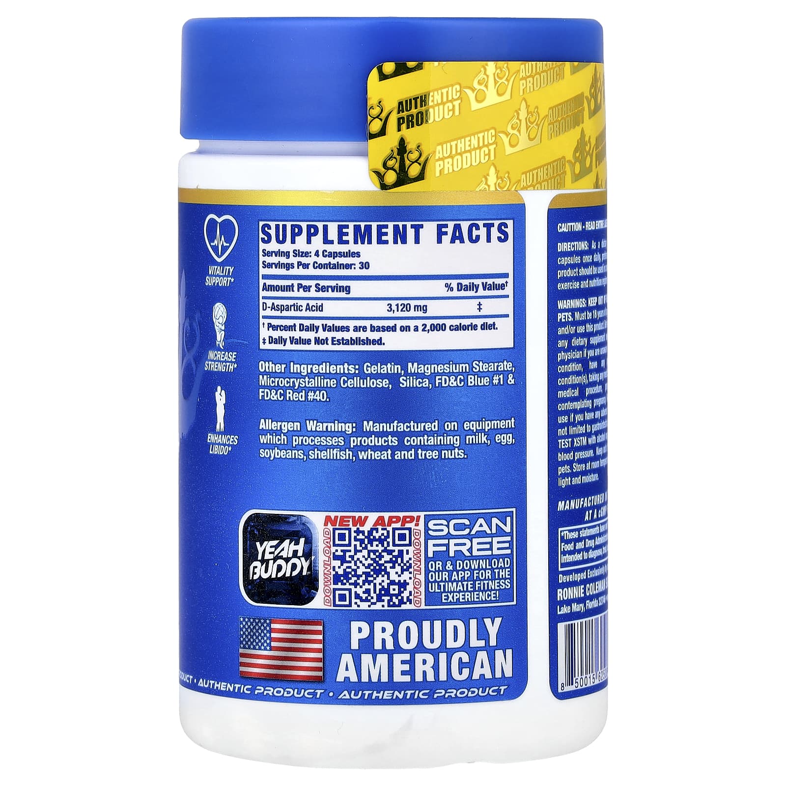 Ronnie Coleman, Vital Edition, Test XS™, 120 Capsules (780 mg per Capsule) - Image 2
