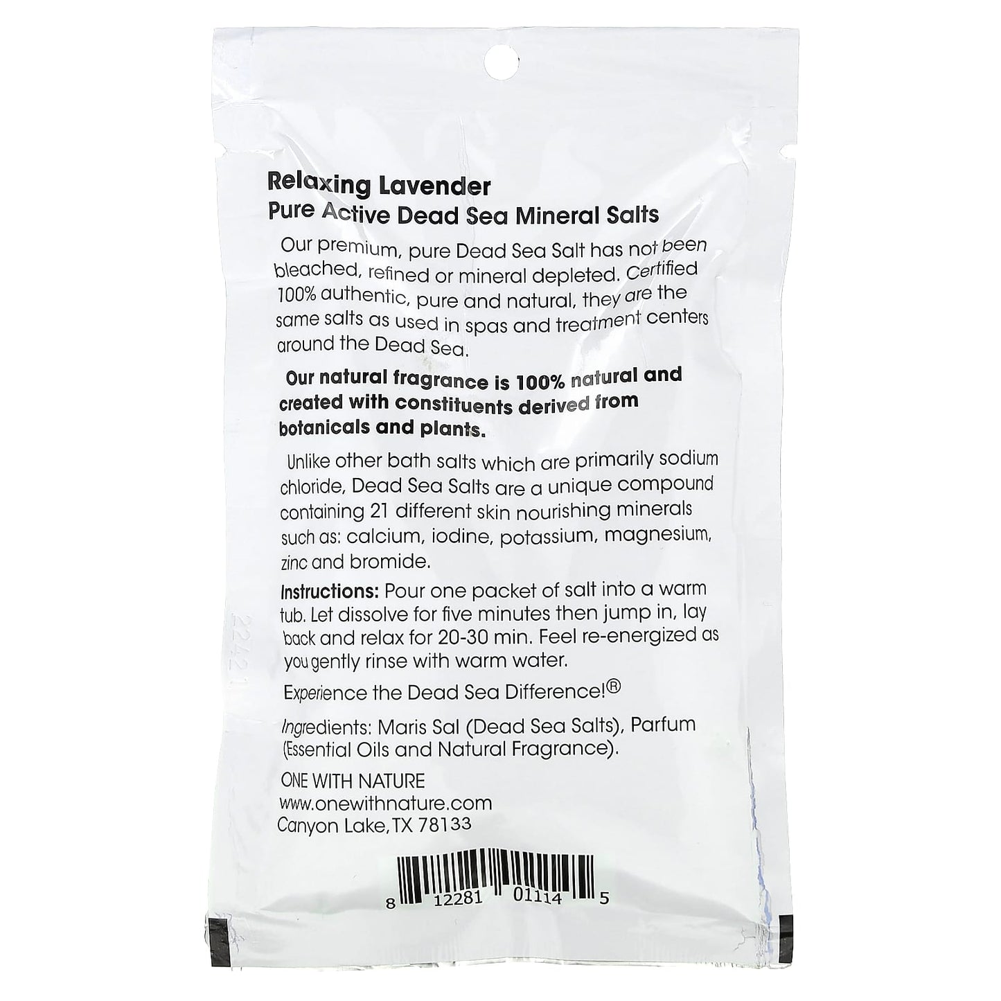 One with Nature, Dead Sea Spa, Mineral Salts, Relaxing, Lavender, 2.5 oz (70 g) - Image 2