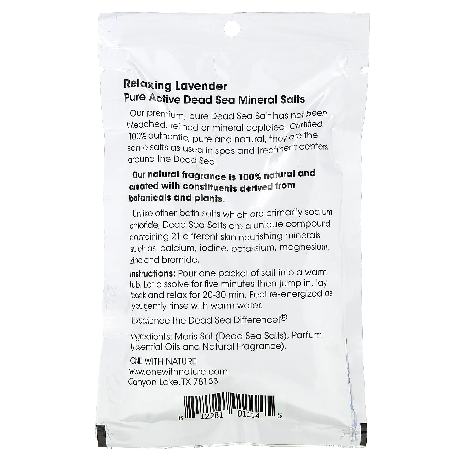 One with Nature, Dead Sea Spa, Mineral Salts, Relaxing, Lavender, 2.5 oz (70 g) - Image 2